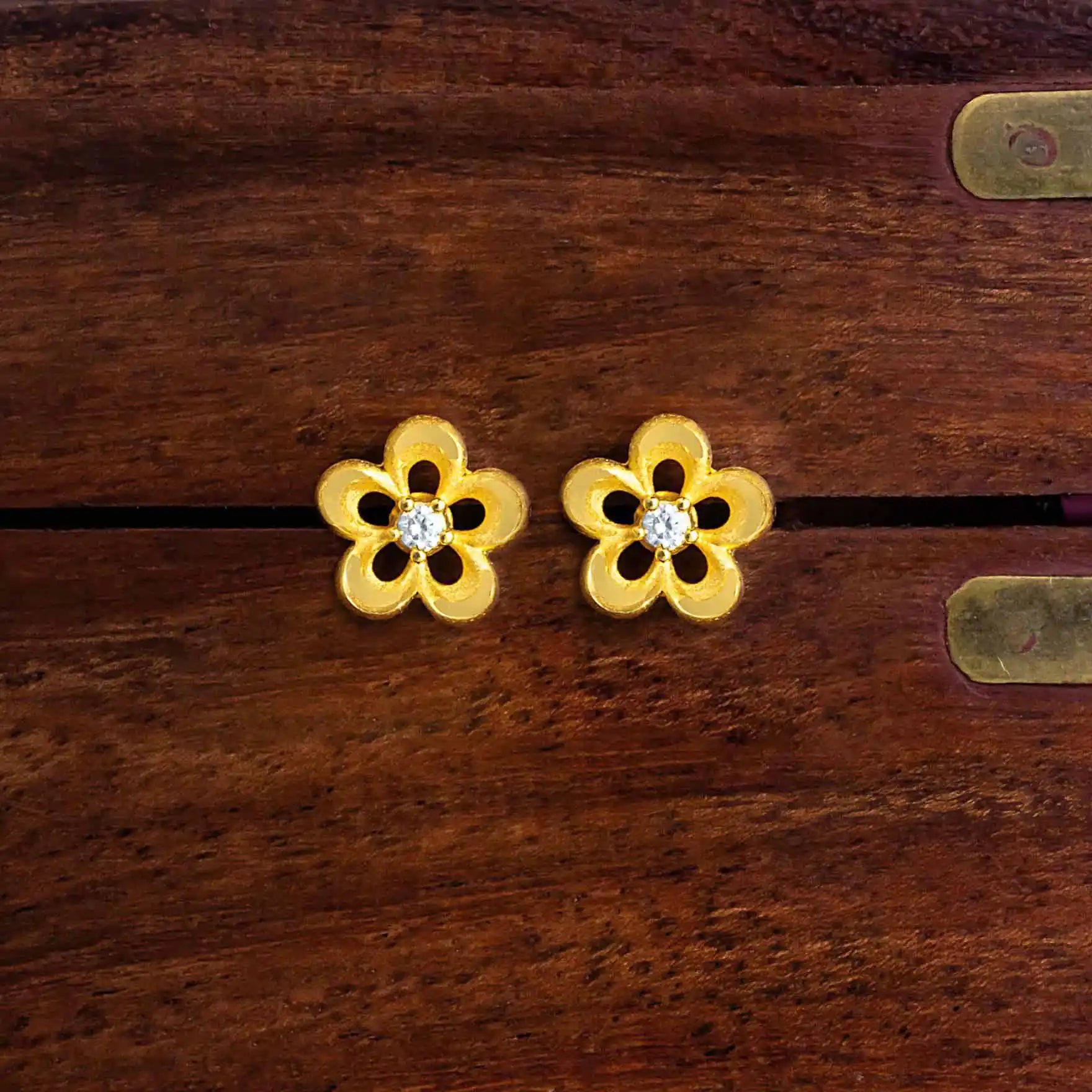 Flower shaped Gold Layered Stud Online