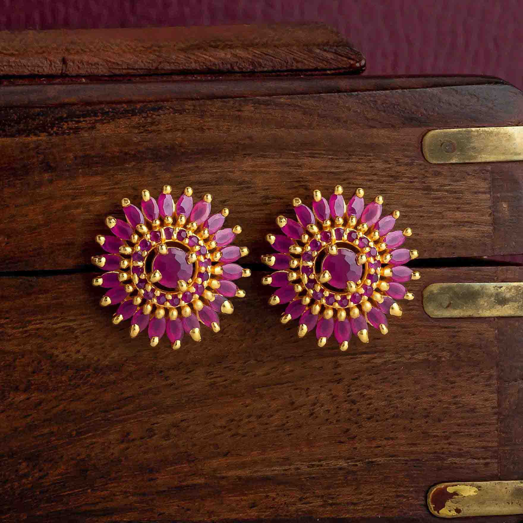 Round Shape Gold Earrings for Women