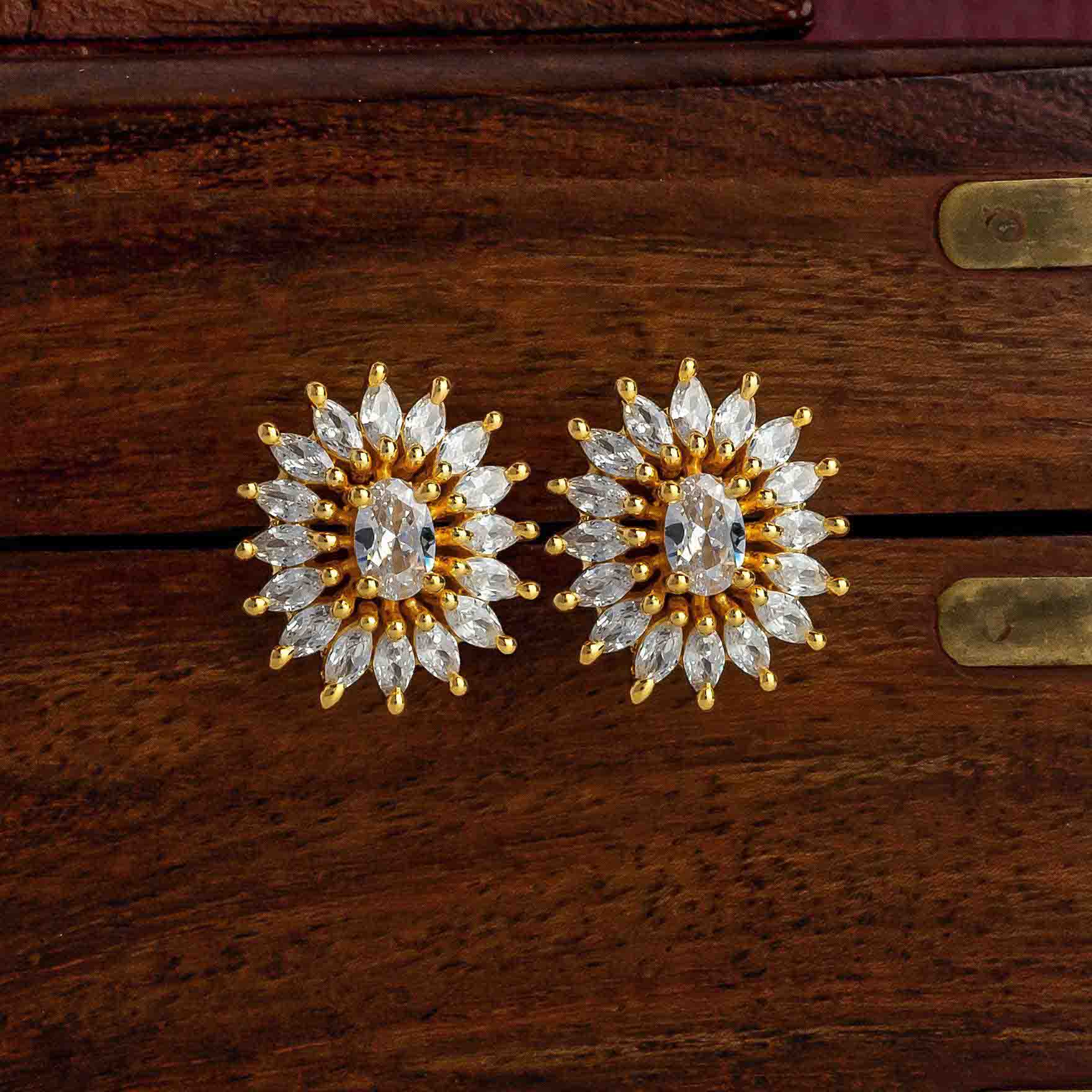 Latest white Stone Gold Layered Studs