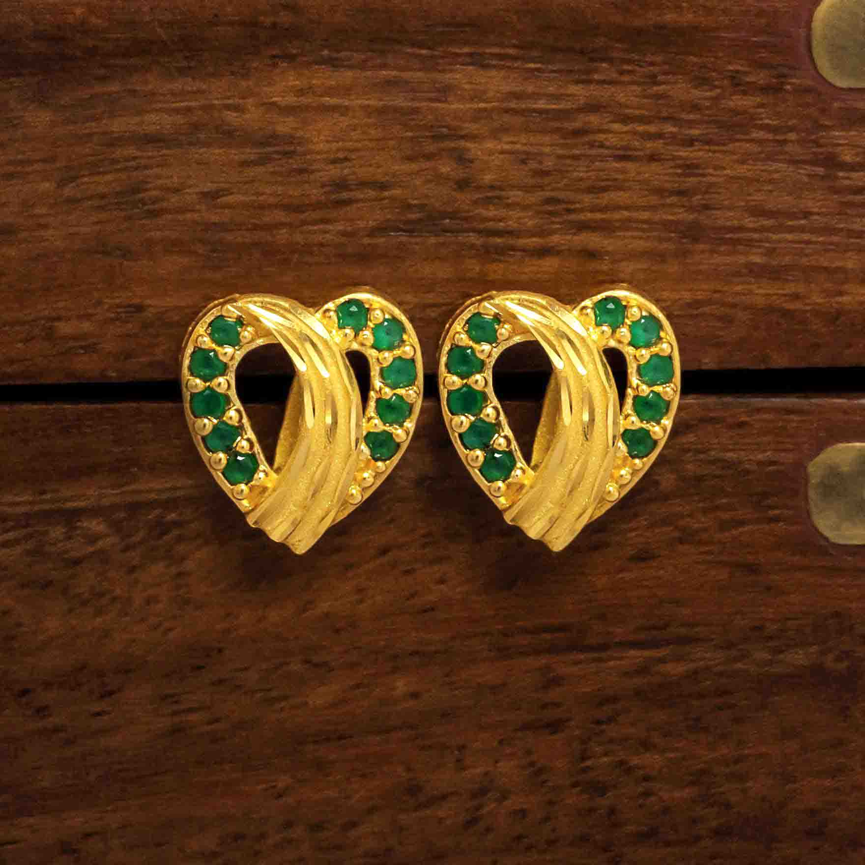 Heart Shaped Gold Layered Stud Earrings for Girls