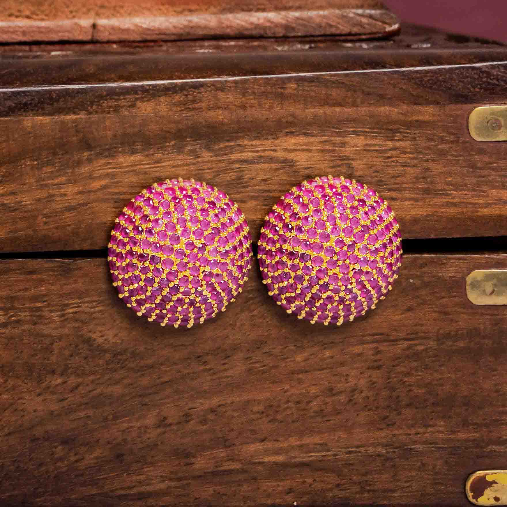 Stone Stud PSST4R-081 - Parakkat Jewels