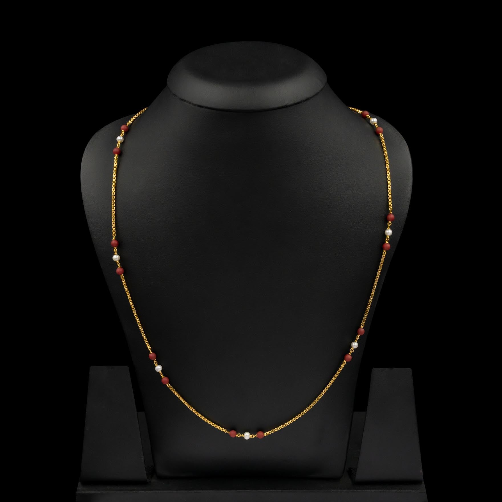 Coral/Pearl Stone chain PSC60-053