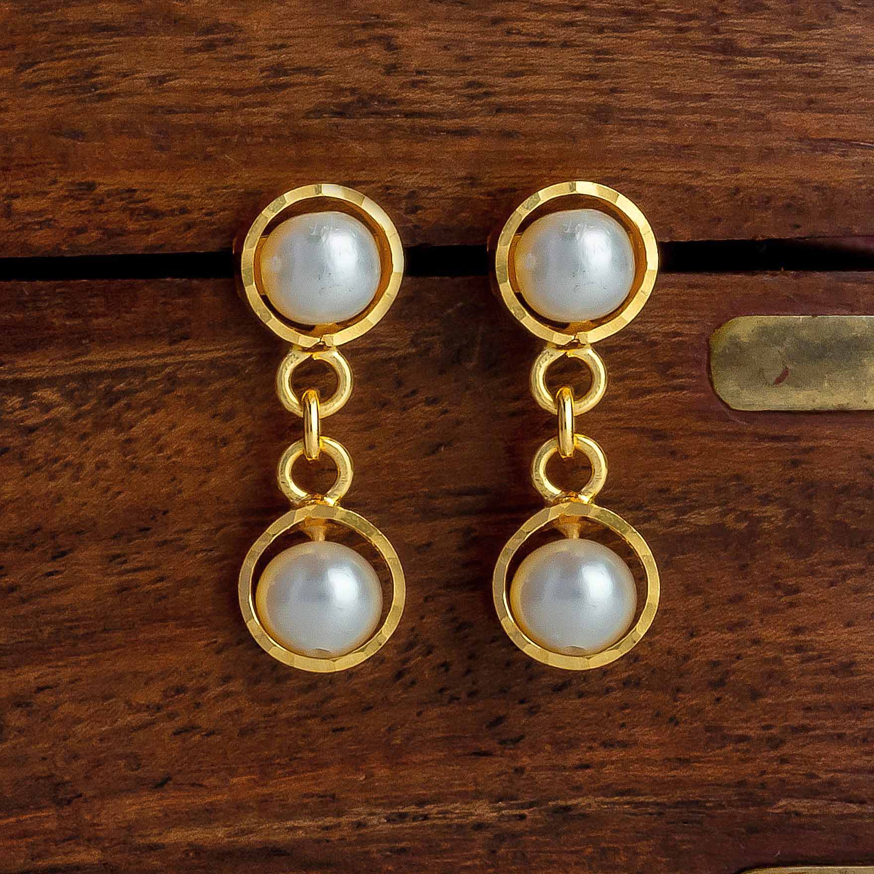 Buy 24k Gold Plated Stone (Pearl) Earrings Online | Parakkat Jewels