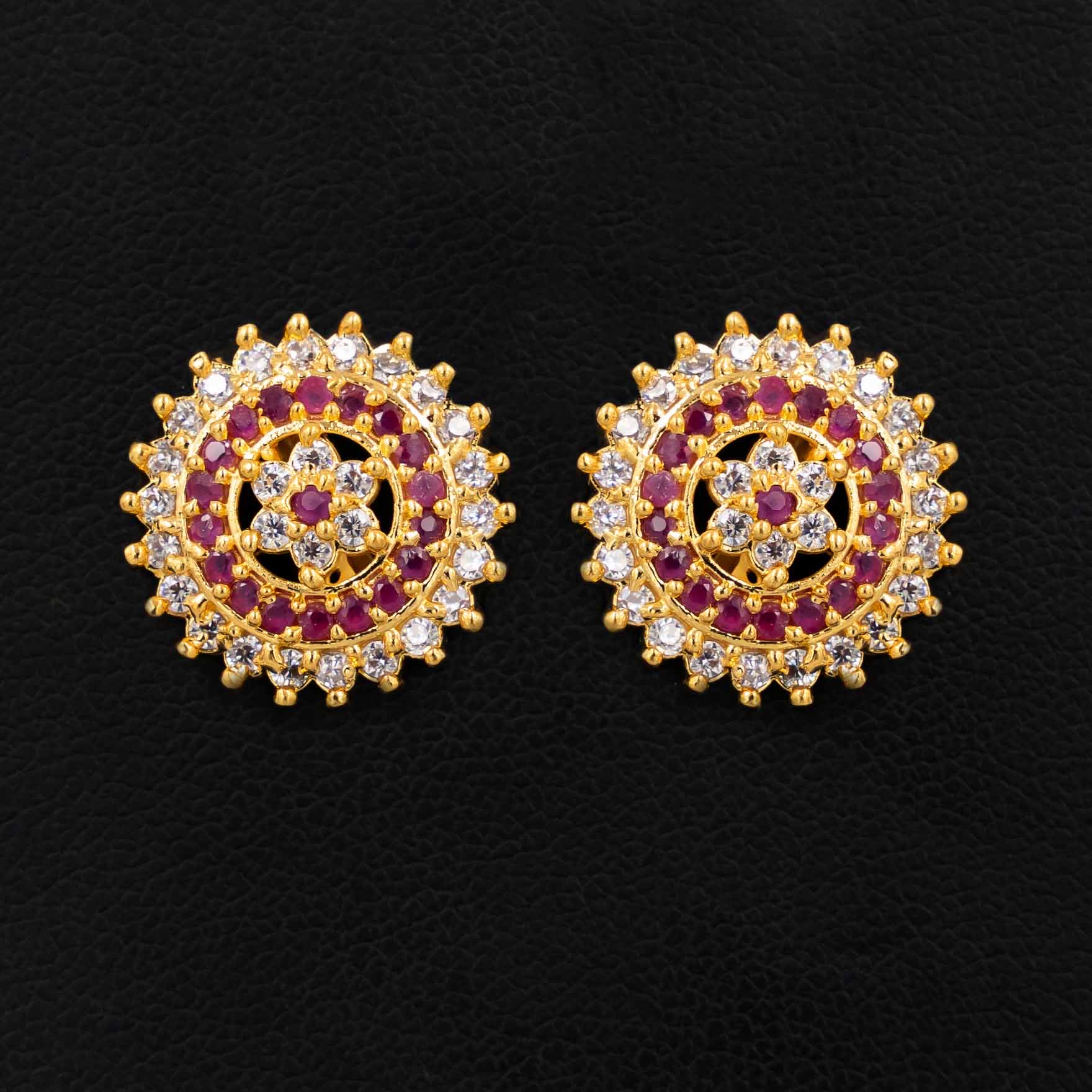 Premium 1 Gram Gold Layered Stone Earrings | Parakkat Jewels