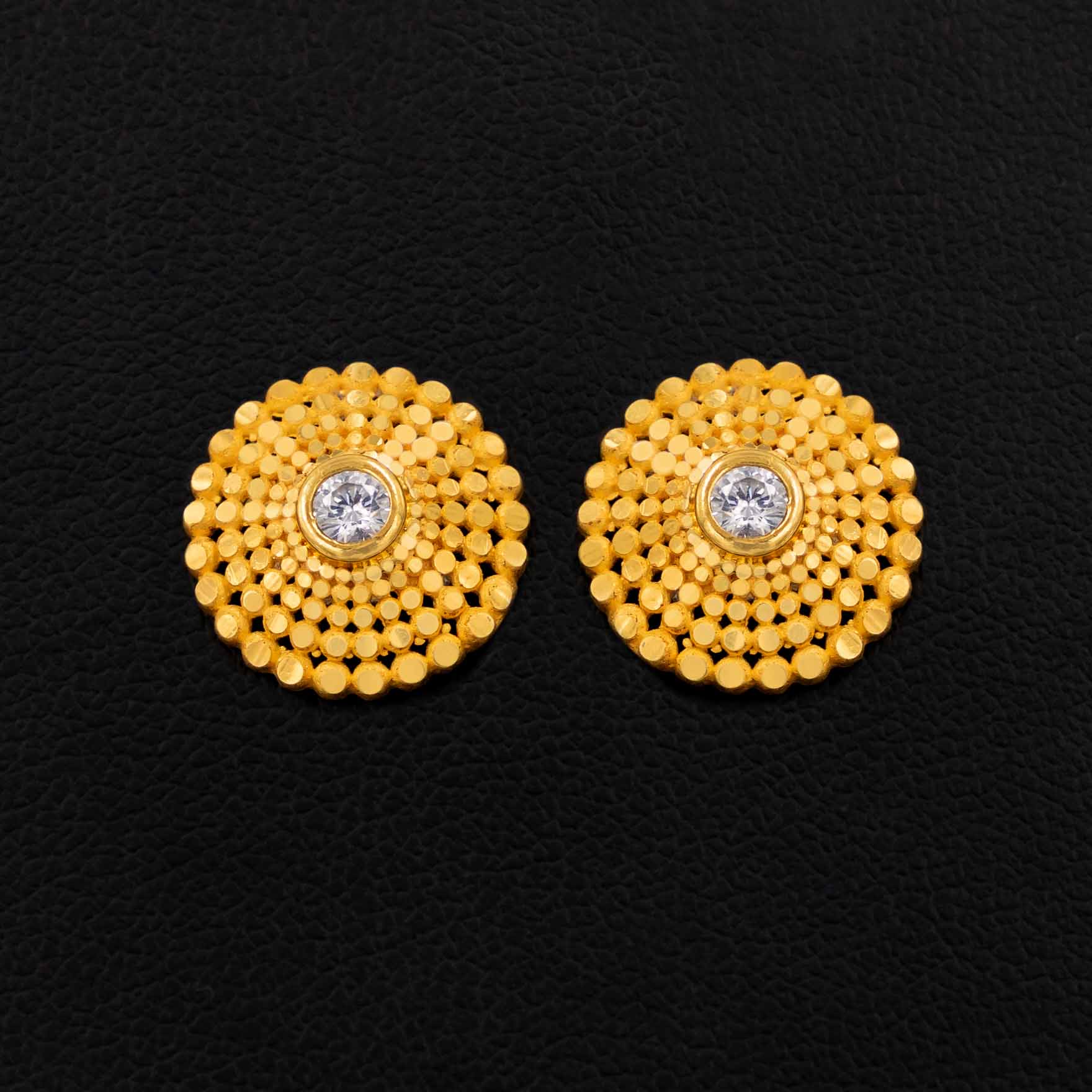 Small Gold Layered Earrings Stud Designs | Parakkat Jewels