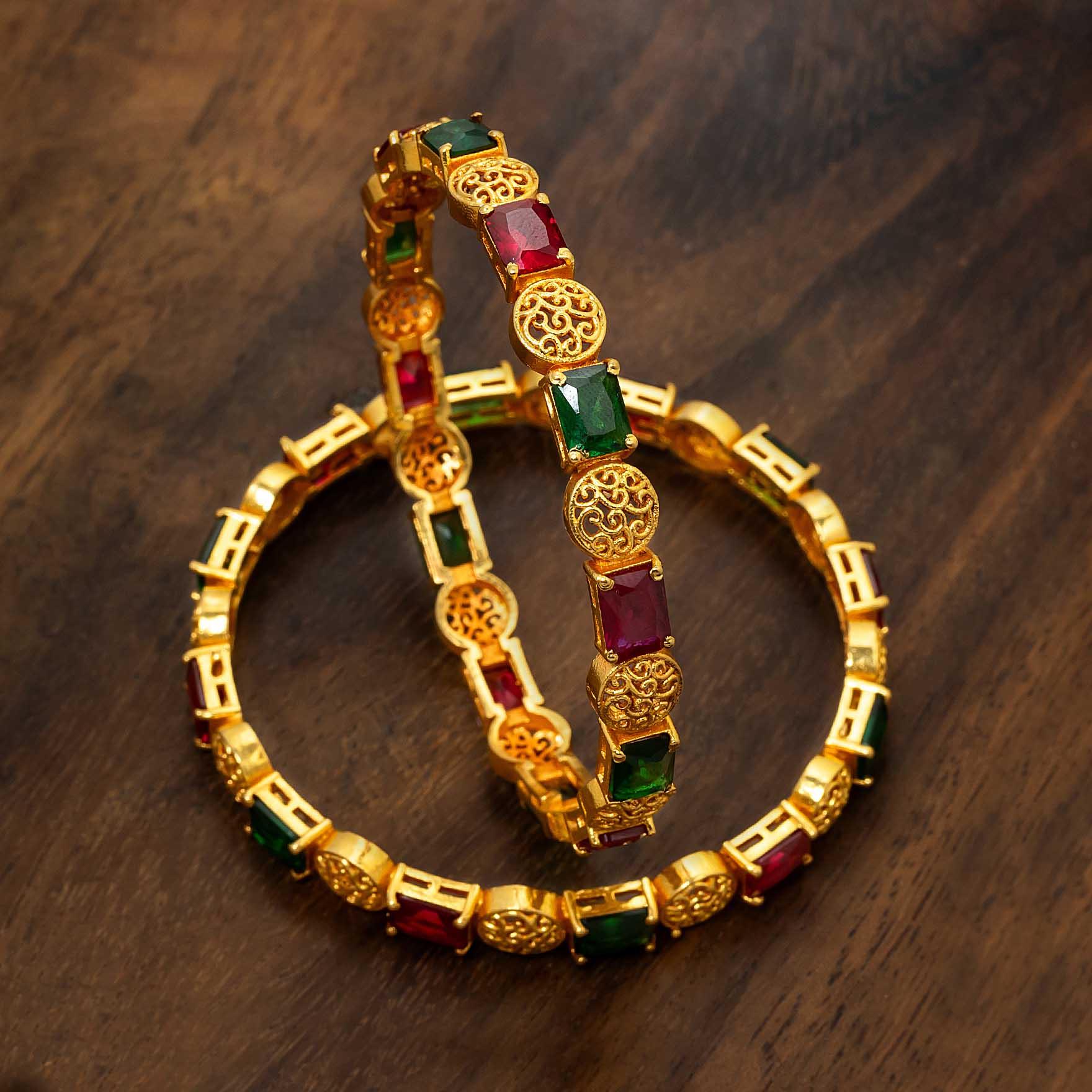 Sreshta Bangle PSGRBSR1RG-27-023 - Parakkat Jewels