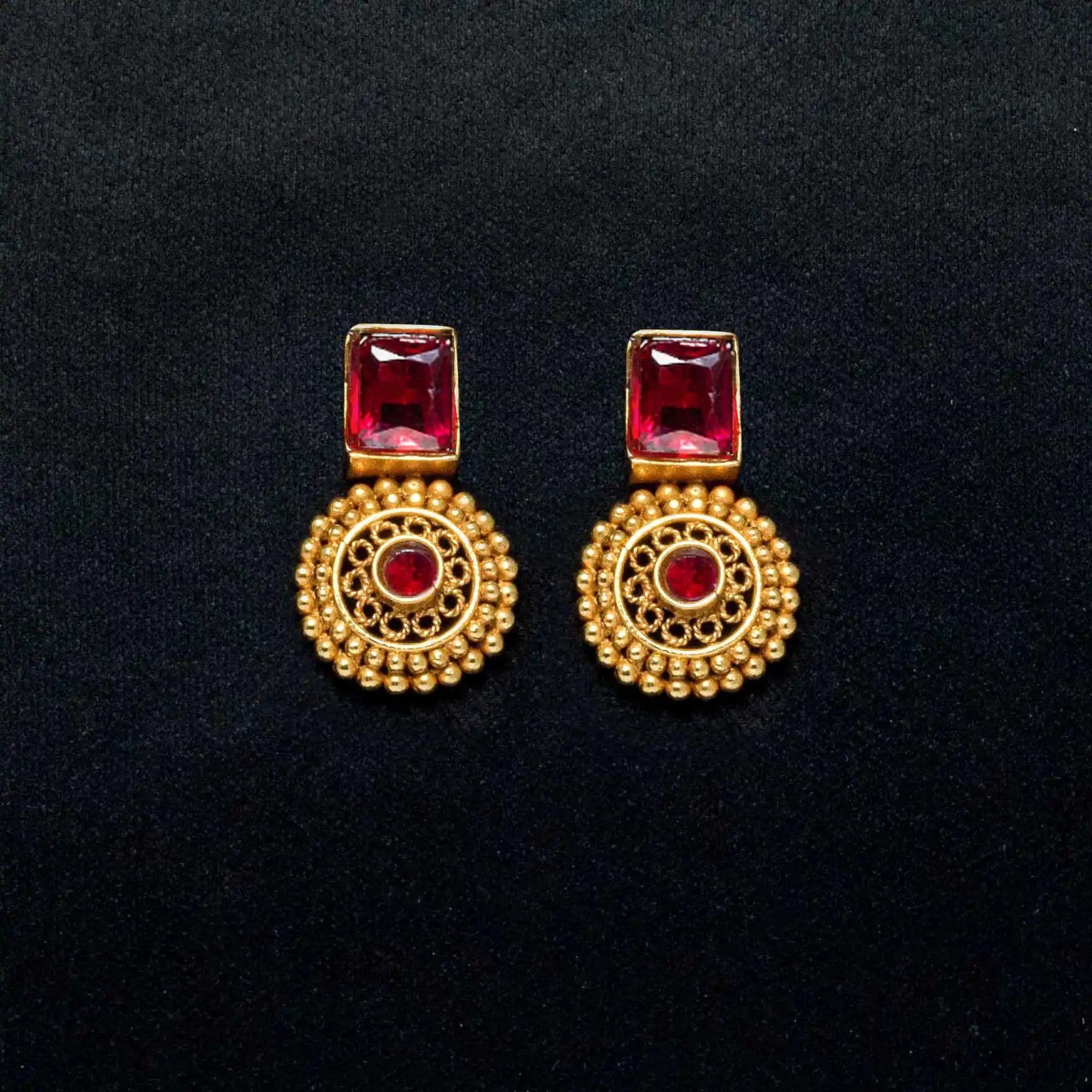Stone Necklace with Stud Earrings  PSGRNSSR14R-0311, PSGRSTSR2a-002