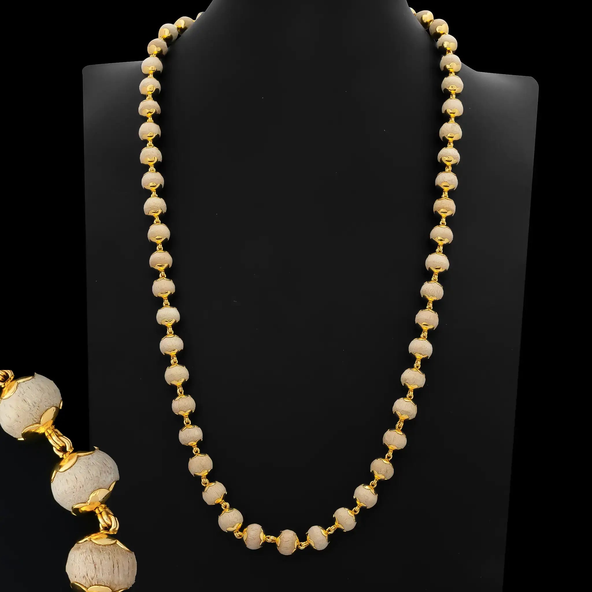 Pearl Bead Long Strand Necklace Gold Layered