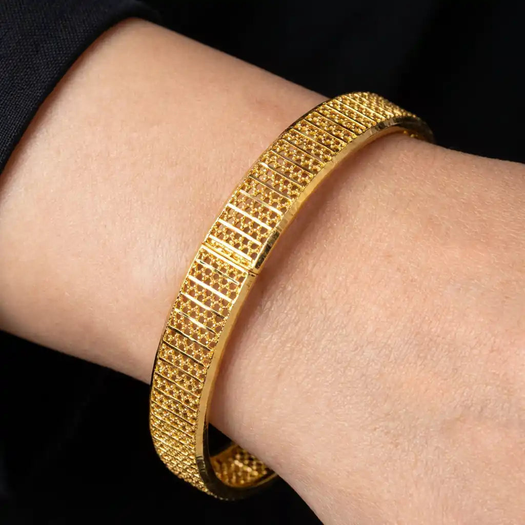 24ct Heavy Gold Layered Boho Style Bangle PGB6-022