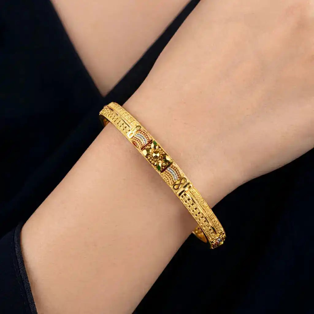 24ct Heavy Gold Layered Enamel Bangle PEB12-091