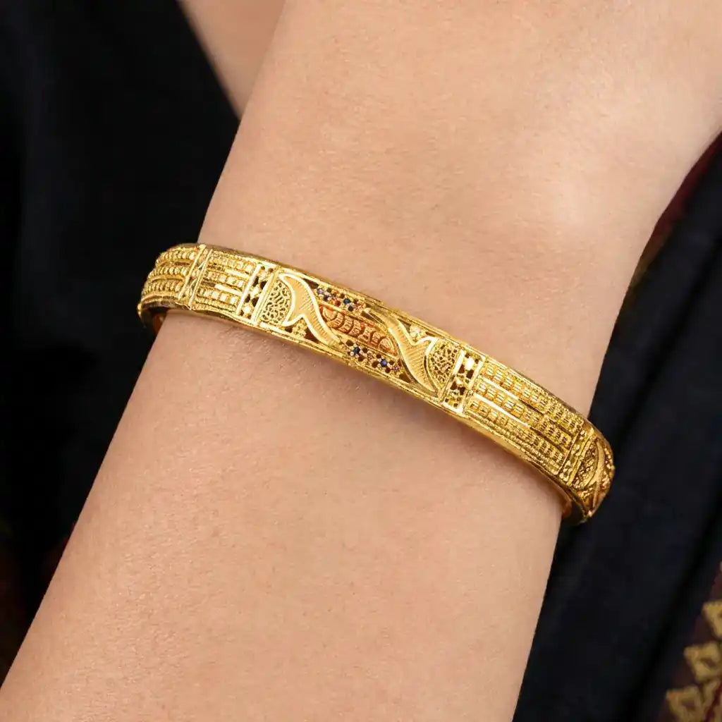 24ct Heavy Gold Layered Enamel Bangle PEB3-032