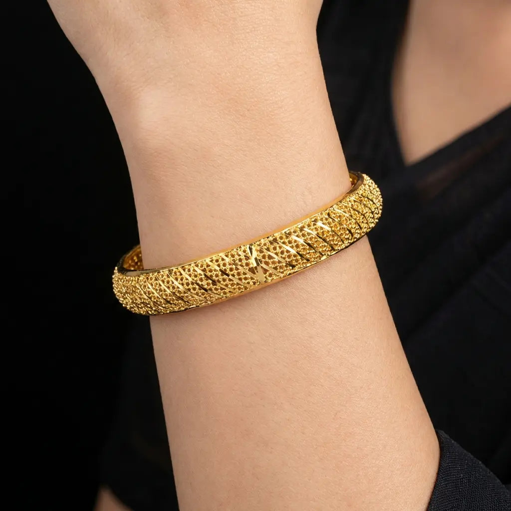 24ct Heavy Gold Layered French Bangle PGB1-022