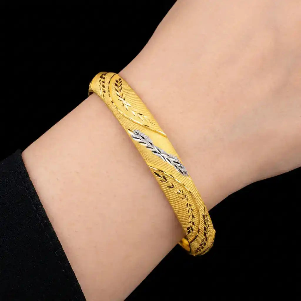 24ct Heavy Gold Layered Enamel Bangle PEB12-091