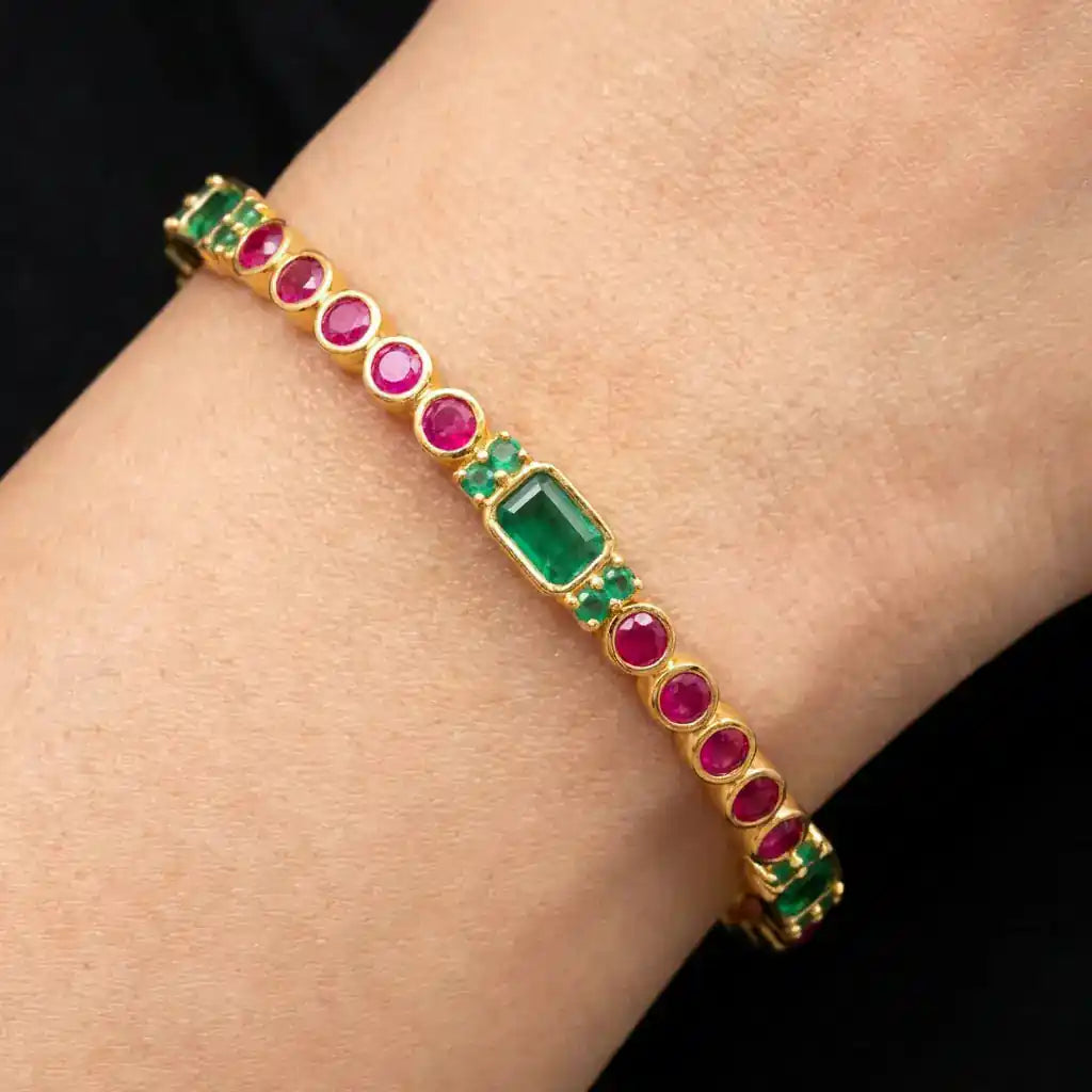 24ct Heavy Gold Layered Stone Bangle PSB14RG-022