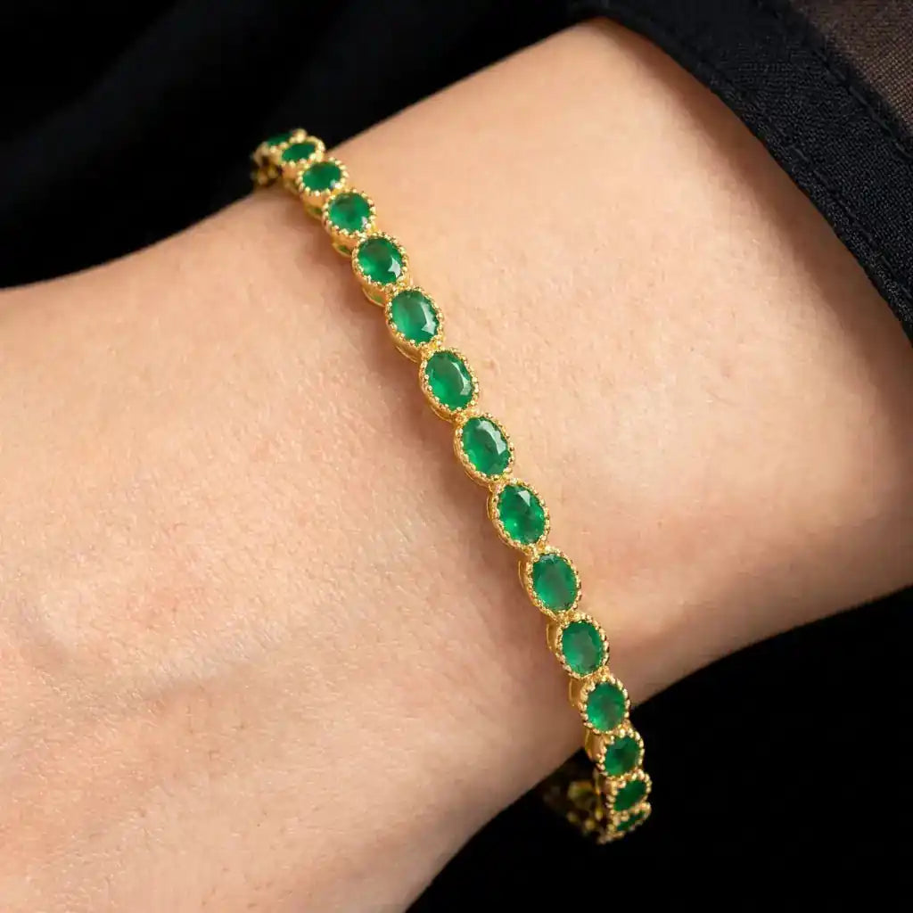 24ct Heavy Gold Layered Stone Bangle PSB17G-052