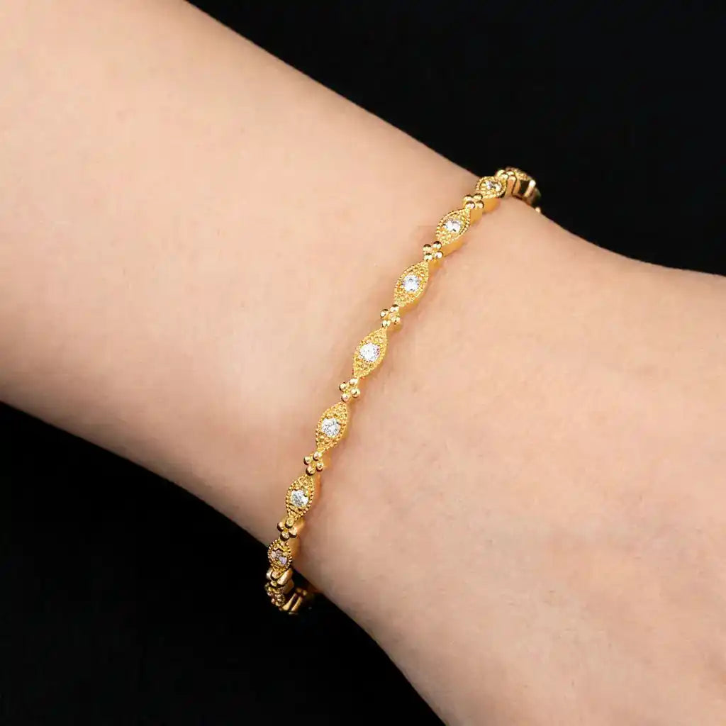 24ct Heavy Gold Layered Stone Bangle PSB18W-081