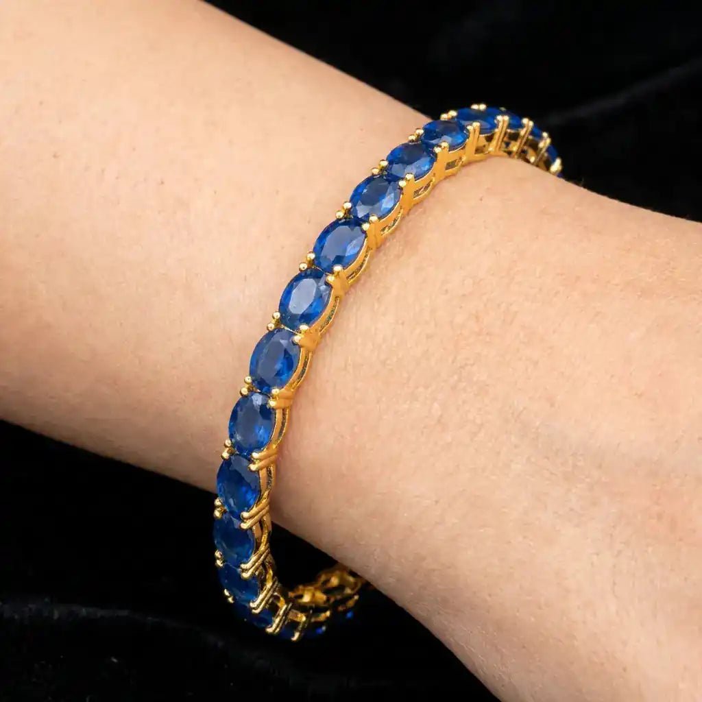 24ct Heavy Gold Layered Stone Bangle PSB28BL-032