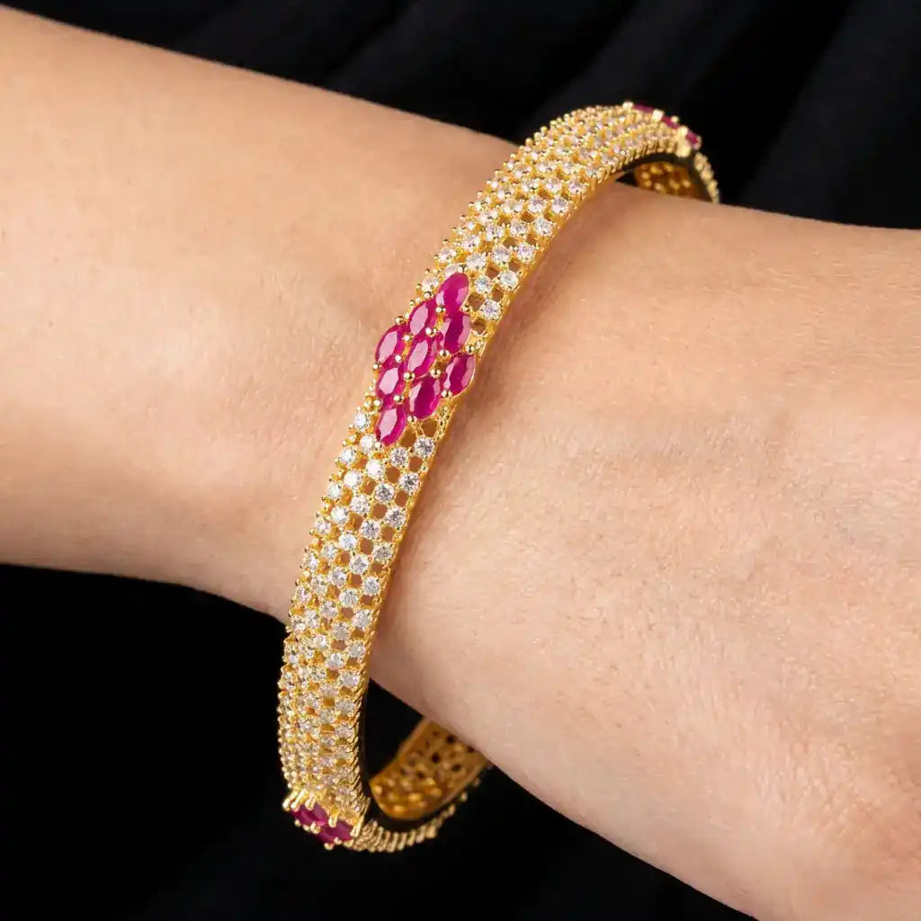 24ct Heavy Gold Layered Stone Bangle PSB3WR-023