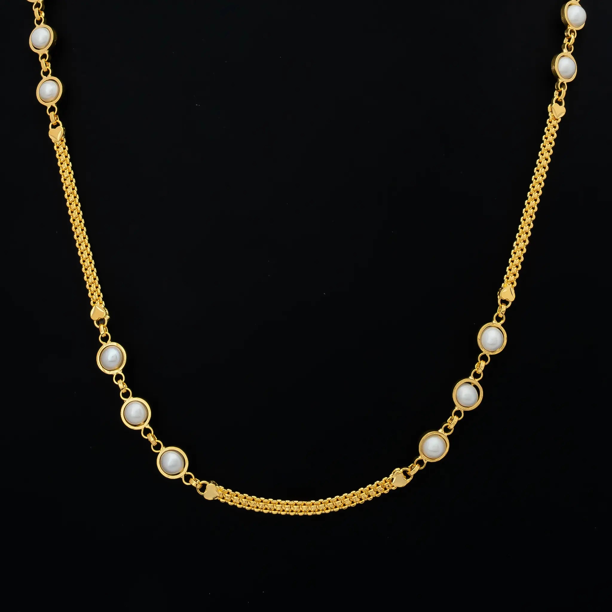 Classic Pearl Chain with Golden Bezels PSC1-095