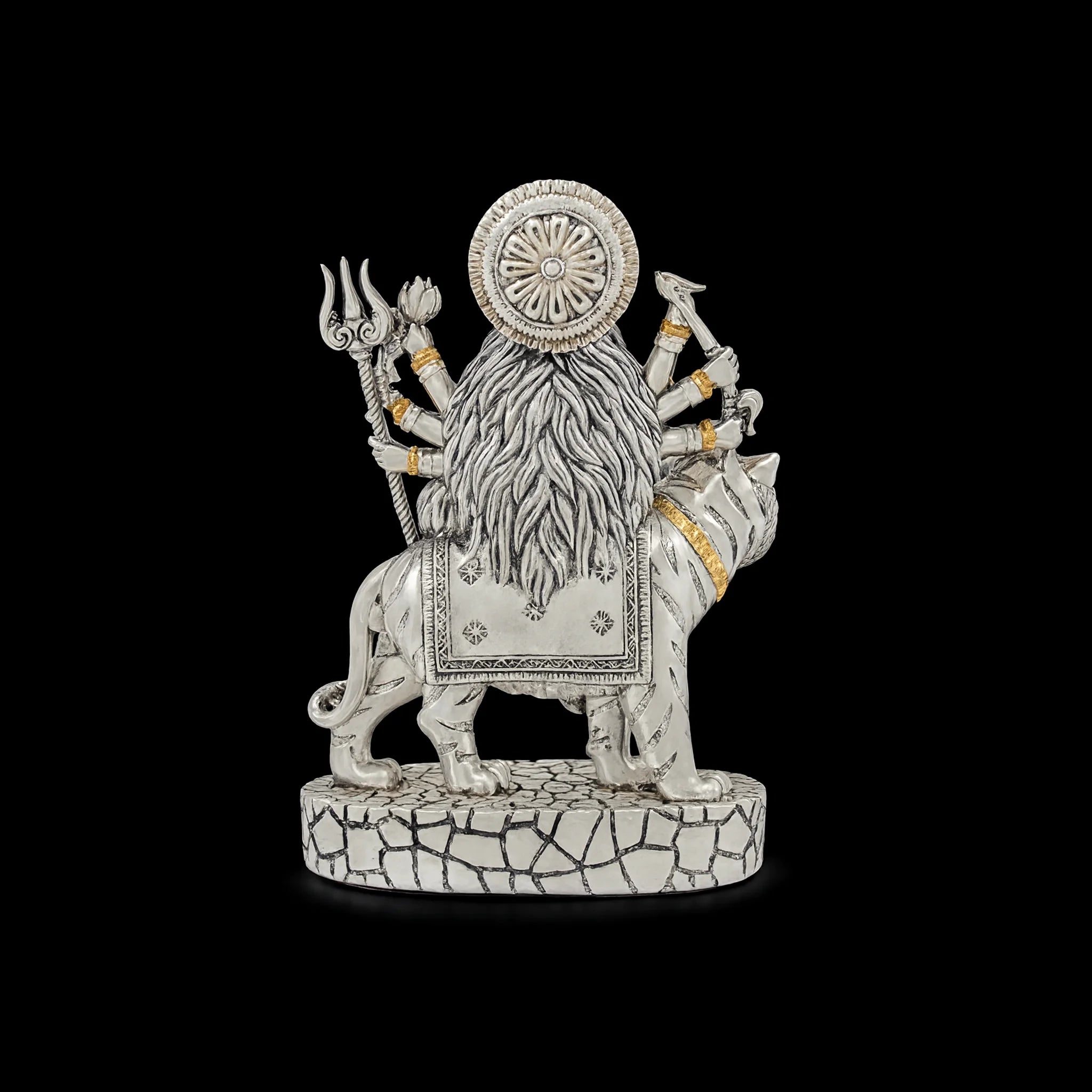 Goddess Durga Figurine on Tiger Base PIDRSDU2-008
