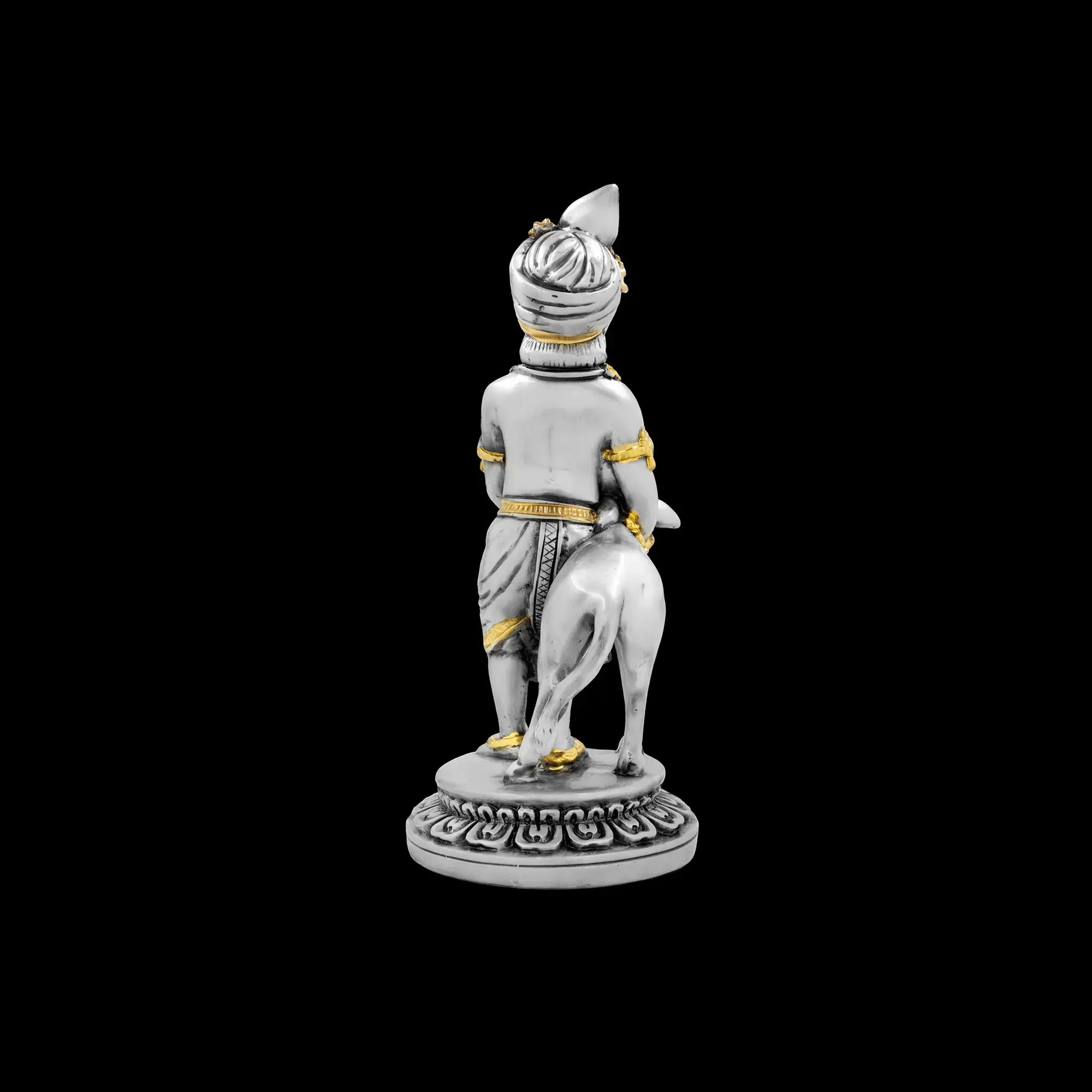 Silver Lord Krishna with Calf Figurine PIDRSKR2-008