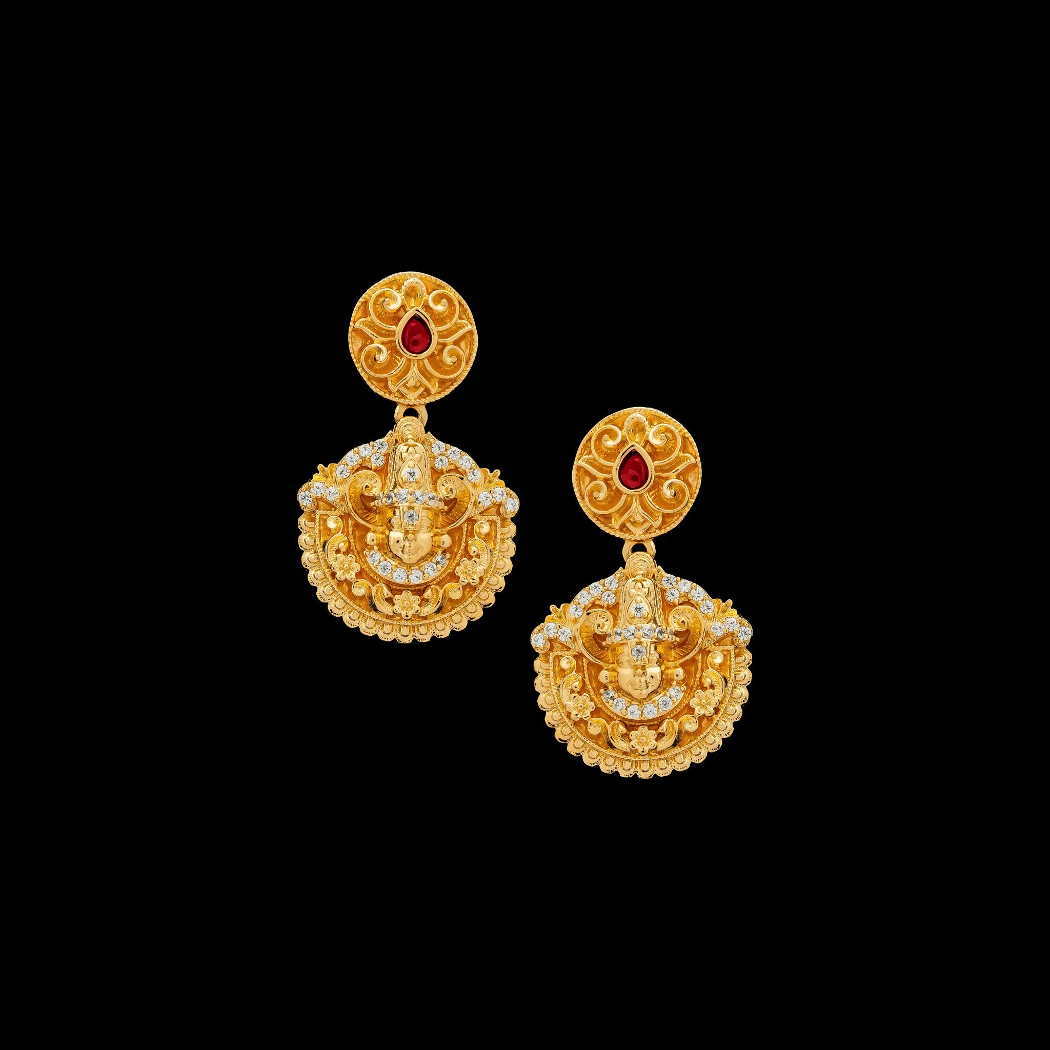 Ruby stone gheru necklace with Stud PSGRNSSR63WRG-037, PSGRHSTSR19WR-082