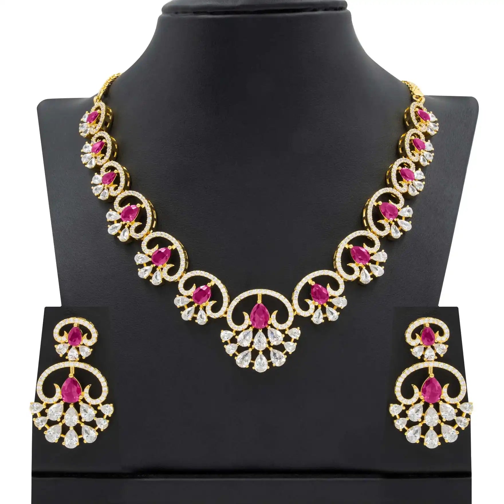 24ct Gold Layered Stone Necklace with stud PMSNS3WR-009, PMSHST12WR-022