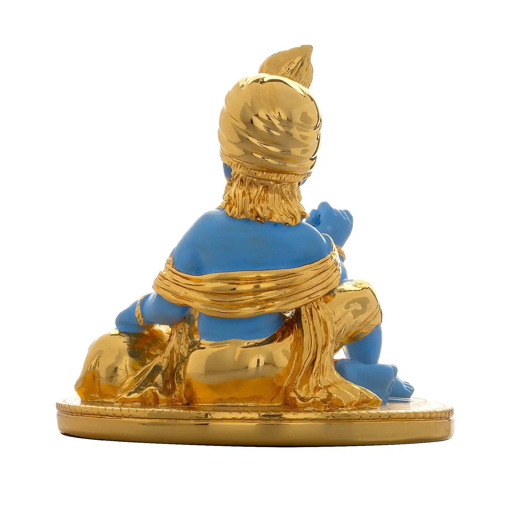 Bal Krishna Idol – Gold Layered Figurine with Blue Finish and Cow – Laddu Gopal Murti (Hindu Spiritual Statue) – Pooja & Home Décor | PIDRGKR-082