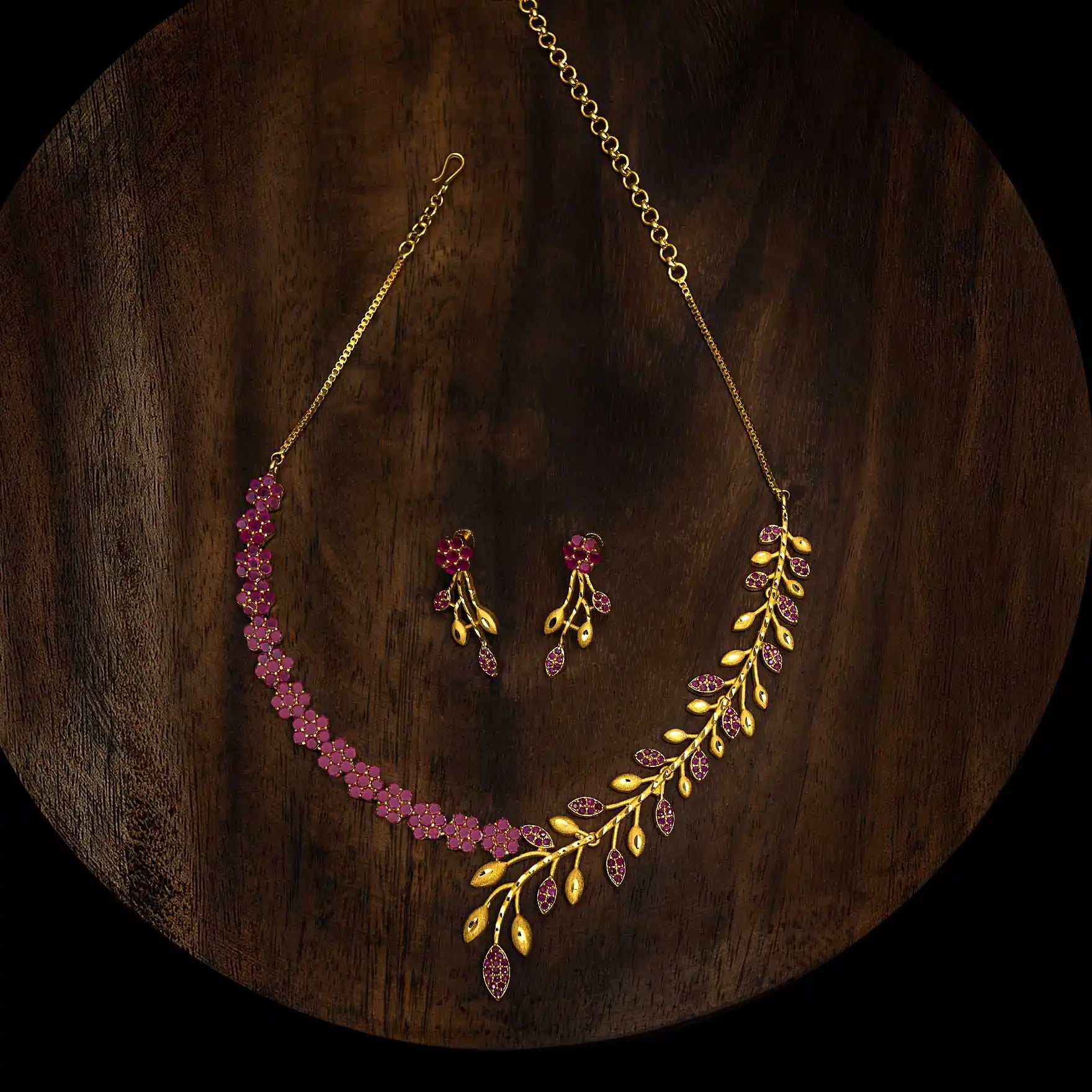 Stone Necklace With Earring PSNS127R-035, PSHST288R-041