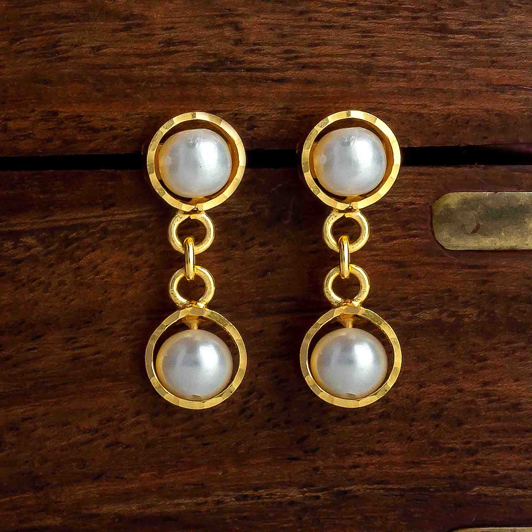 Gold Layered Beautiful Pearl Earrings 