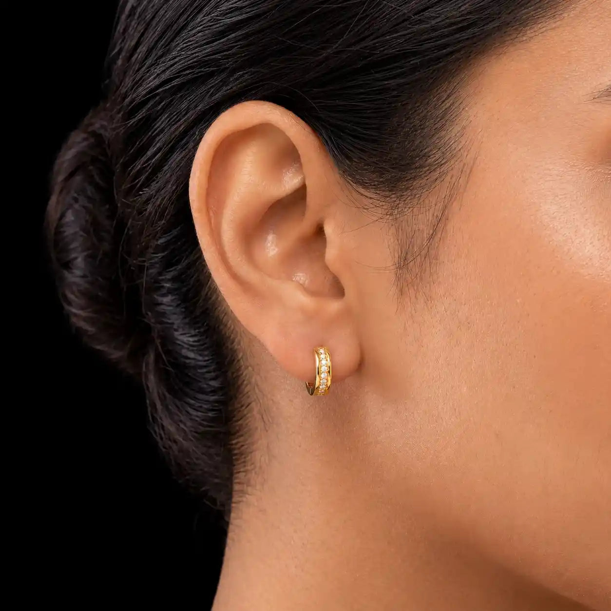 Stone Hoop Earring PSRST43W-001