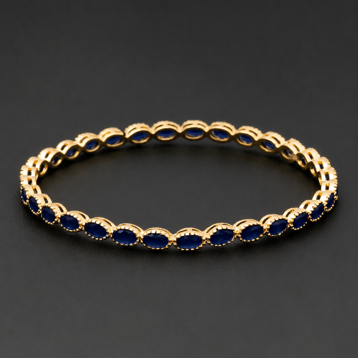 24ct Heavy Gold Layered Stone Bangle PSB17BL-032
