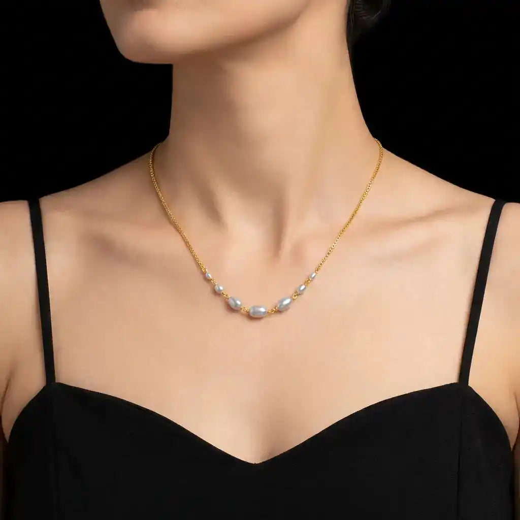 Oval Pearl Chain Necklace