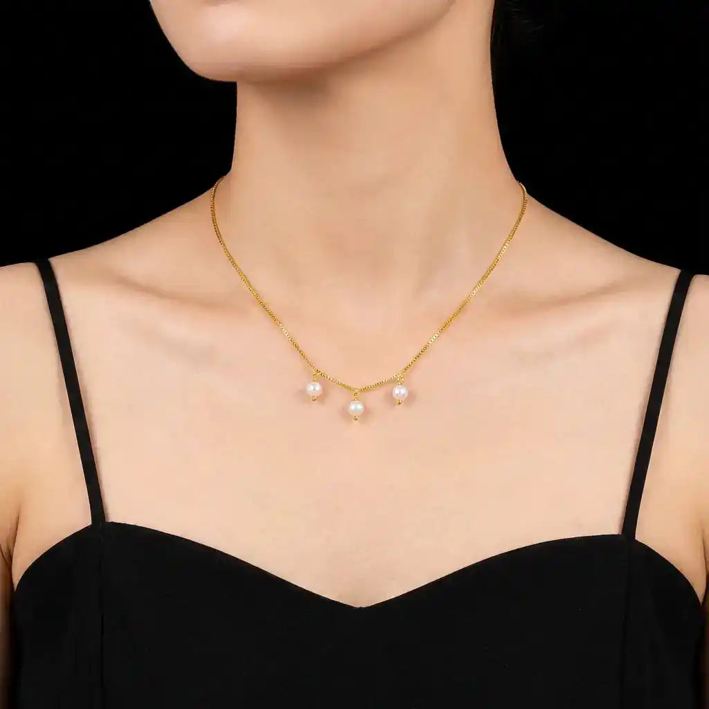 Necklace with Pearl drops PPNS5P-073