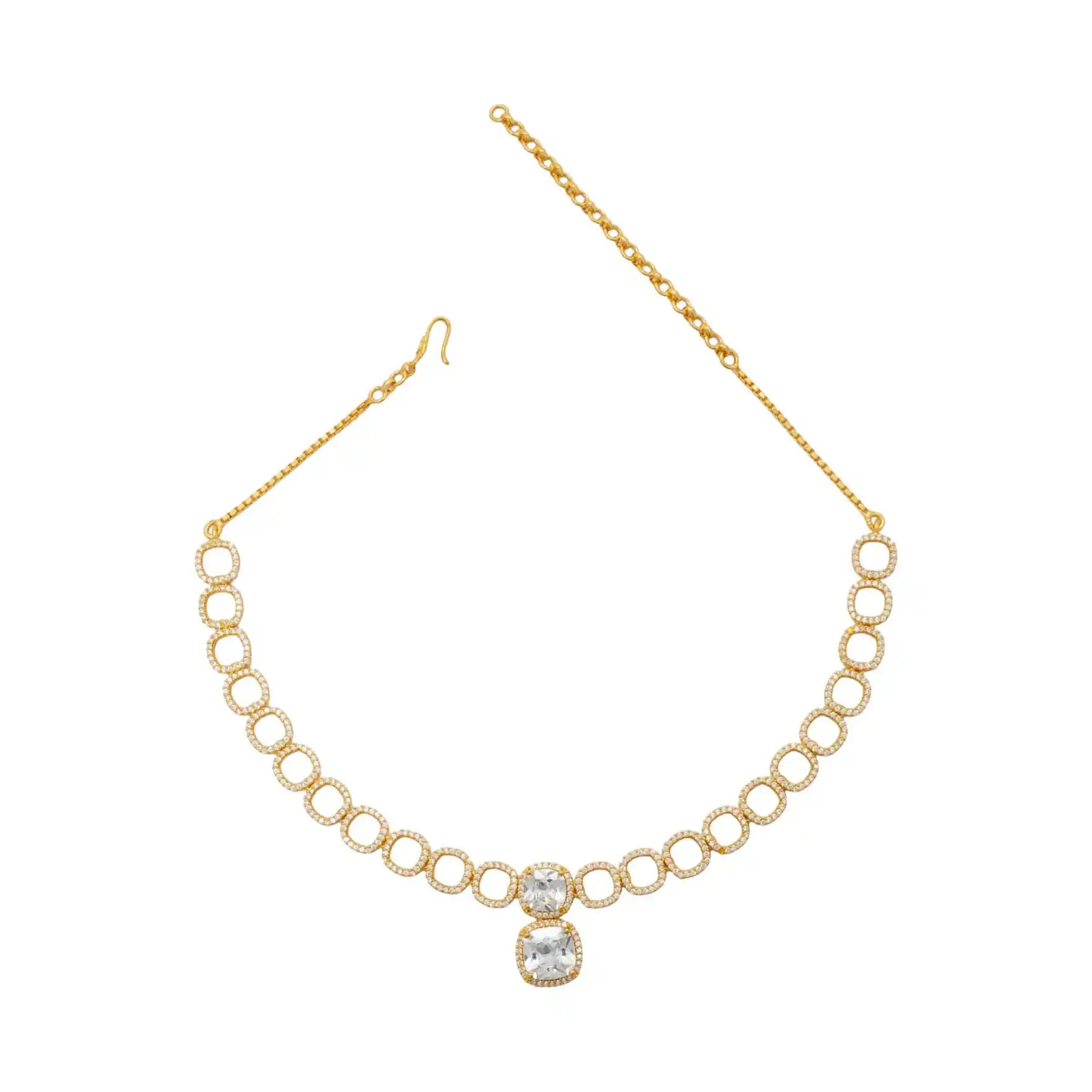 Premiun Stone Necklace with Stud PMSNS68W-008, PMSHST82W-082