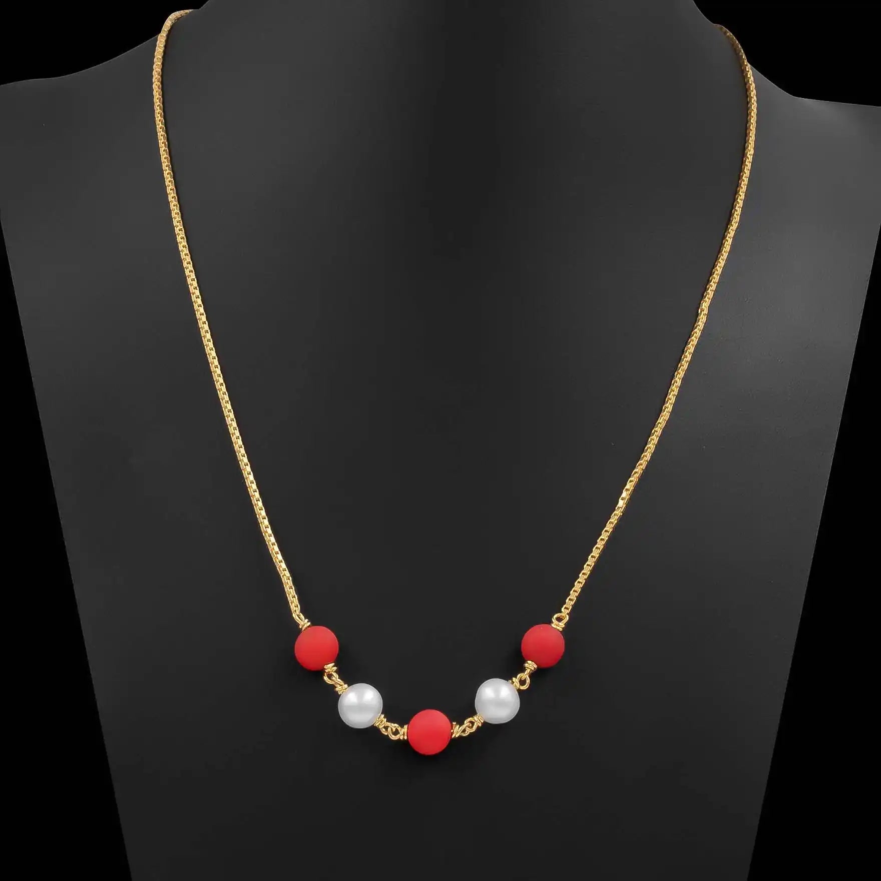 Red & White Pearl Coral Necklace