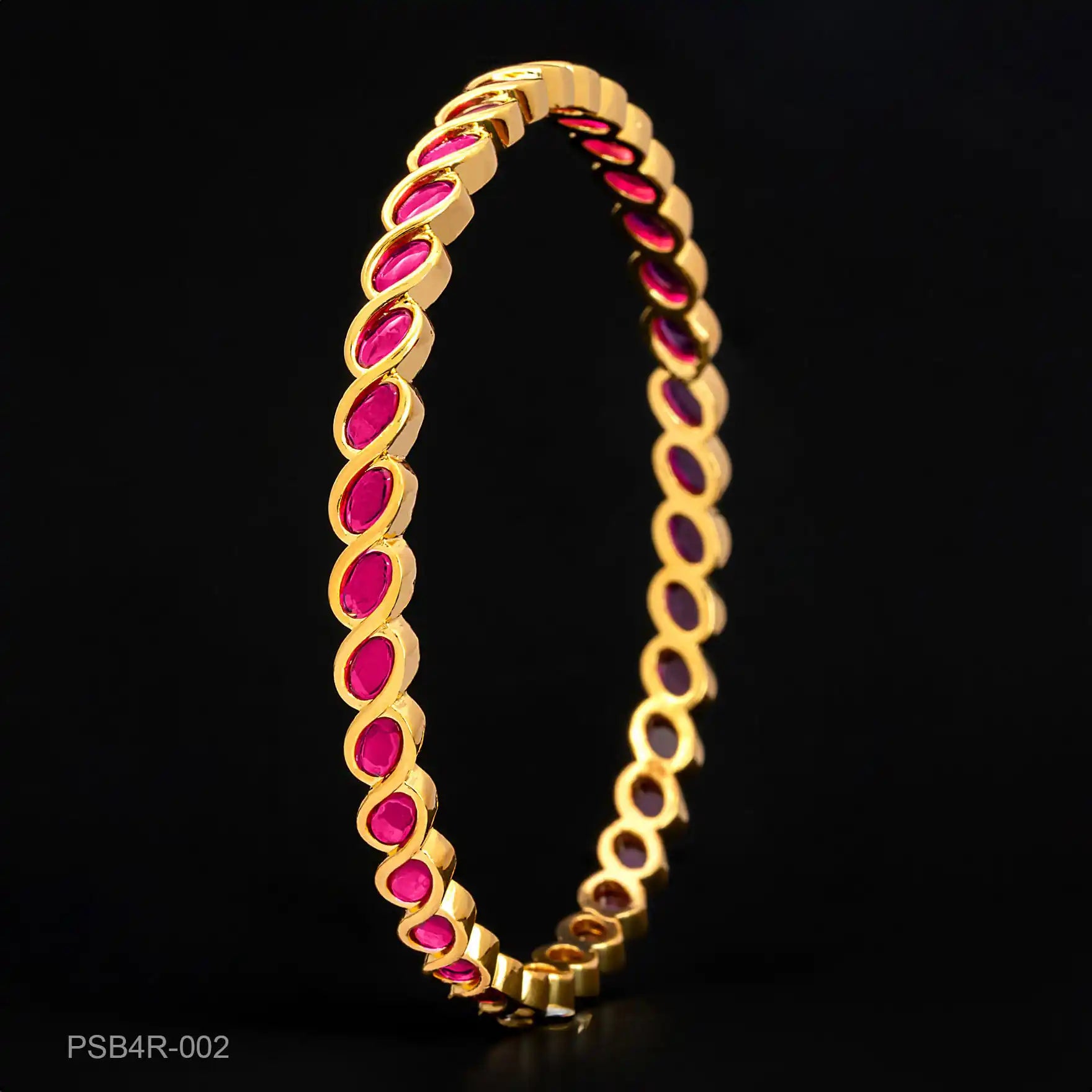 24ct Heavy Gold Layered Stone Bangle PSB4R-002
