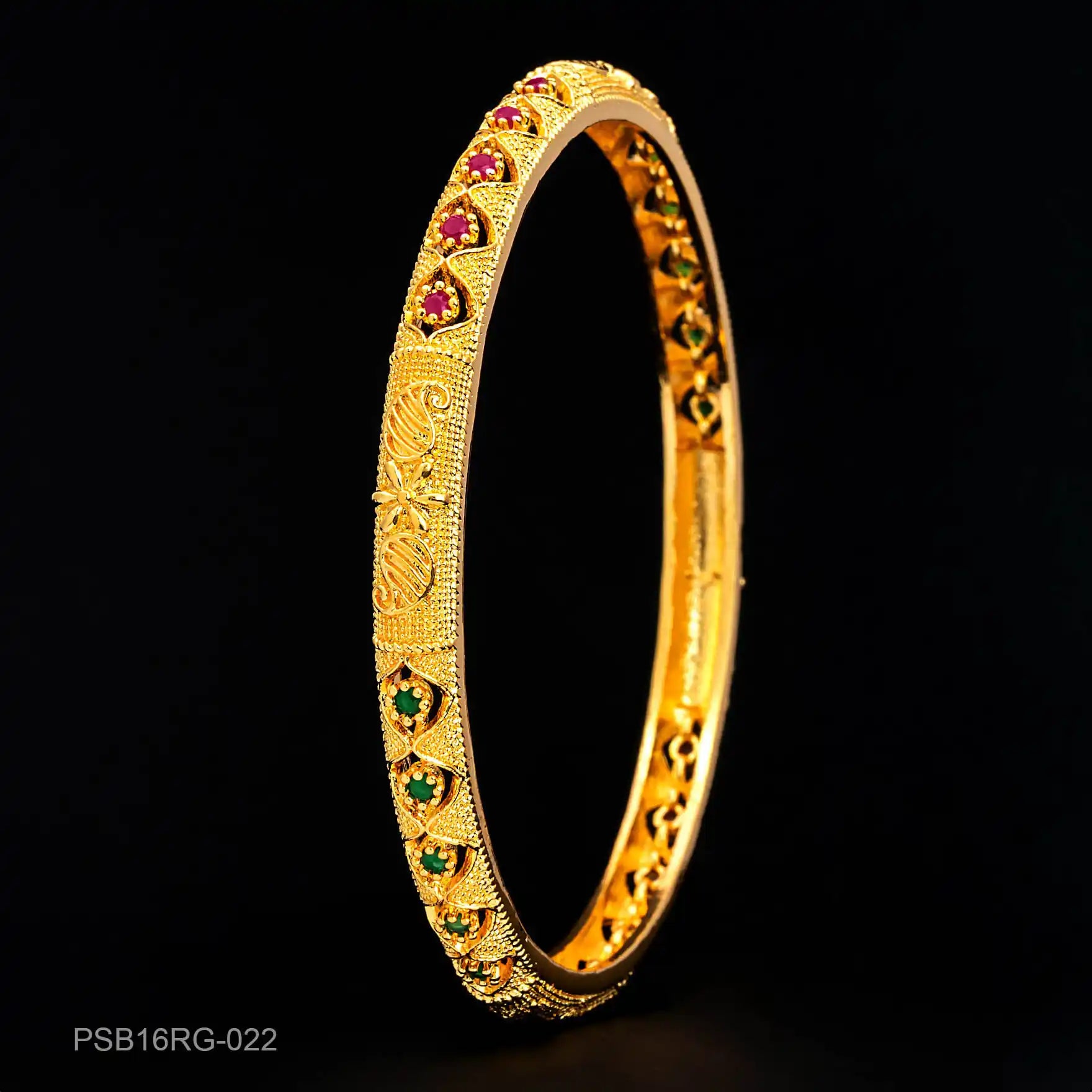 24ct Heavy Gold Layered Stone Bangle PSB16RG-022