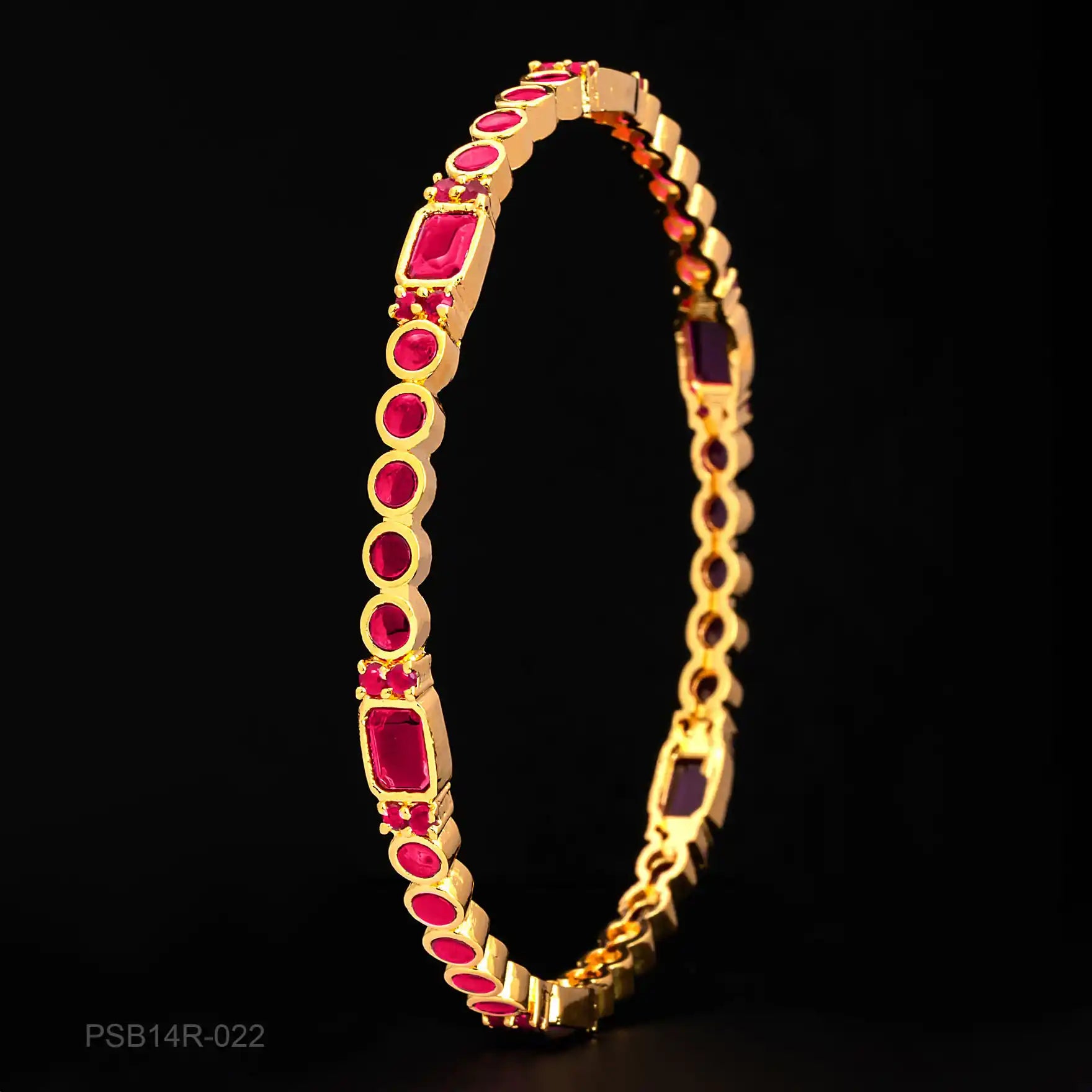 24ct Heavy Gold Layered Stone Bangle PSB14R-022