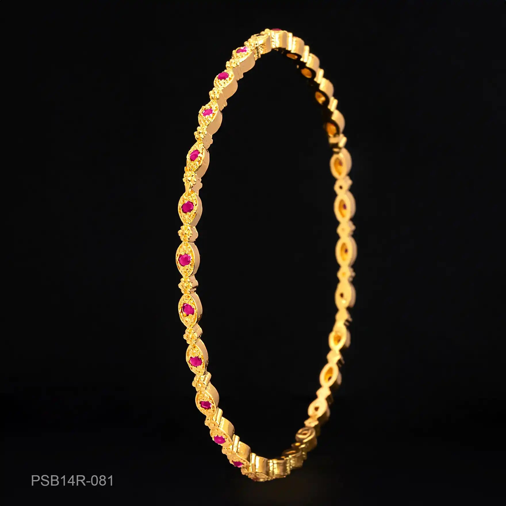 24ct Heavy Gold Layered Stone Bangle PSB14R-081