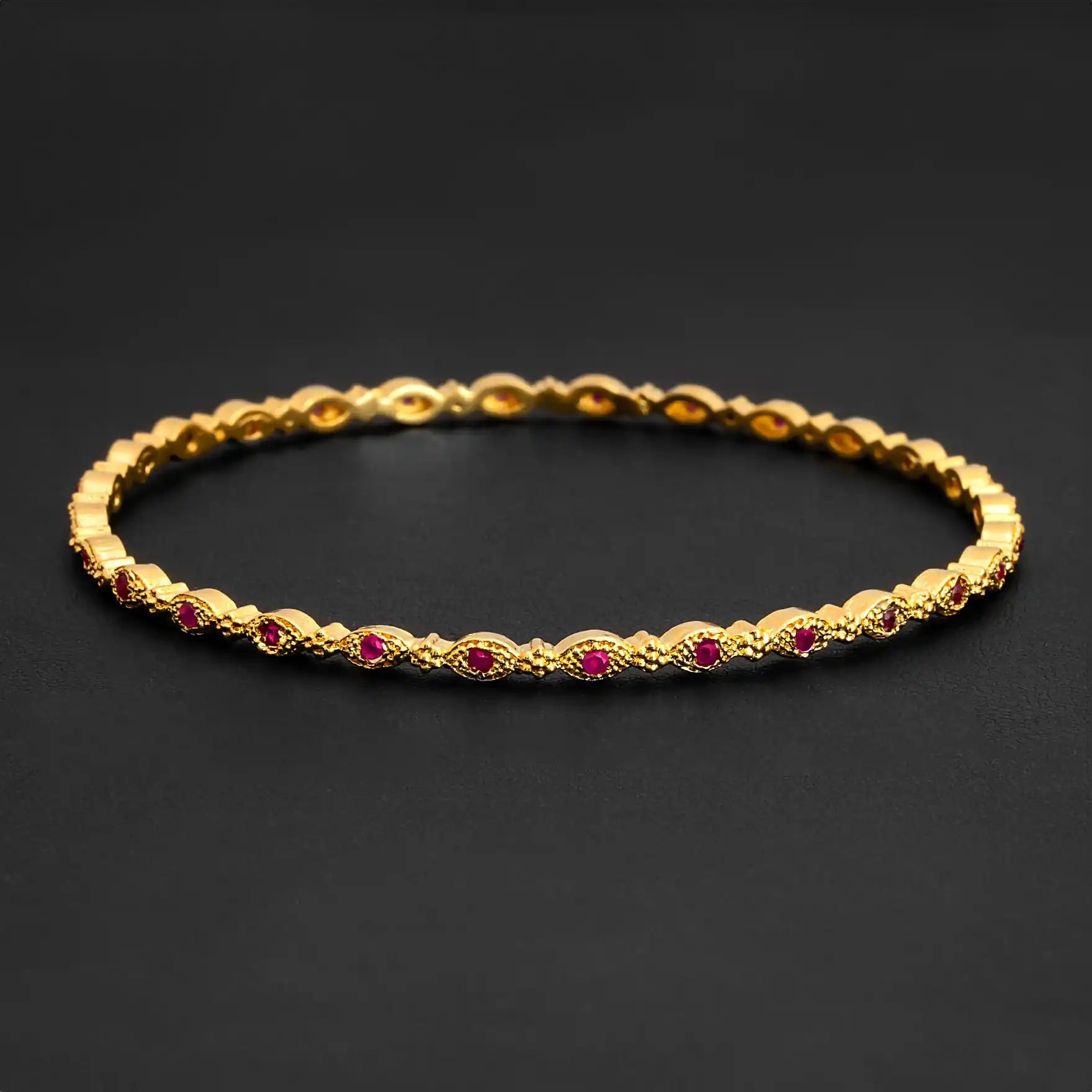 24ct Heavy Gold Layered Stone Bangle PSB14R-081