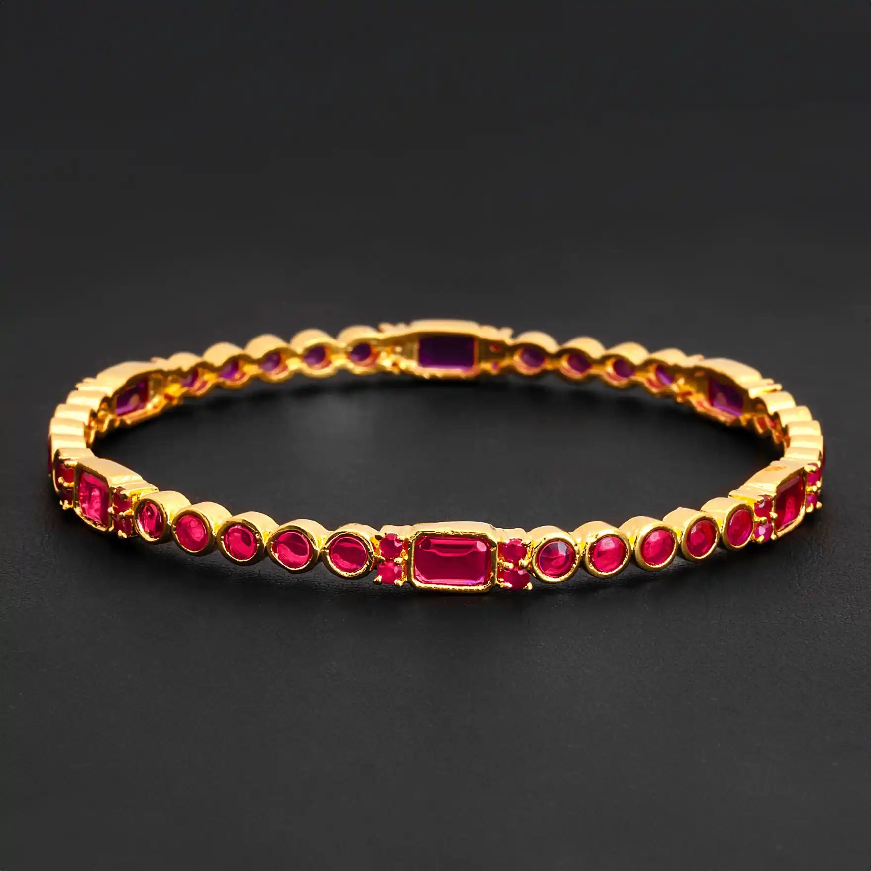 24ct Heavy Gold Layered Stone Bangle PSB14R-022