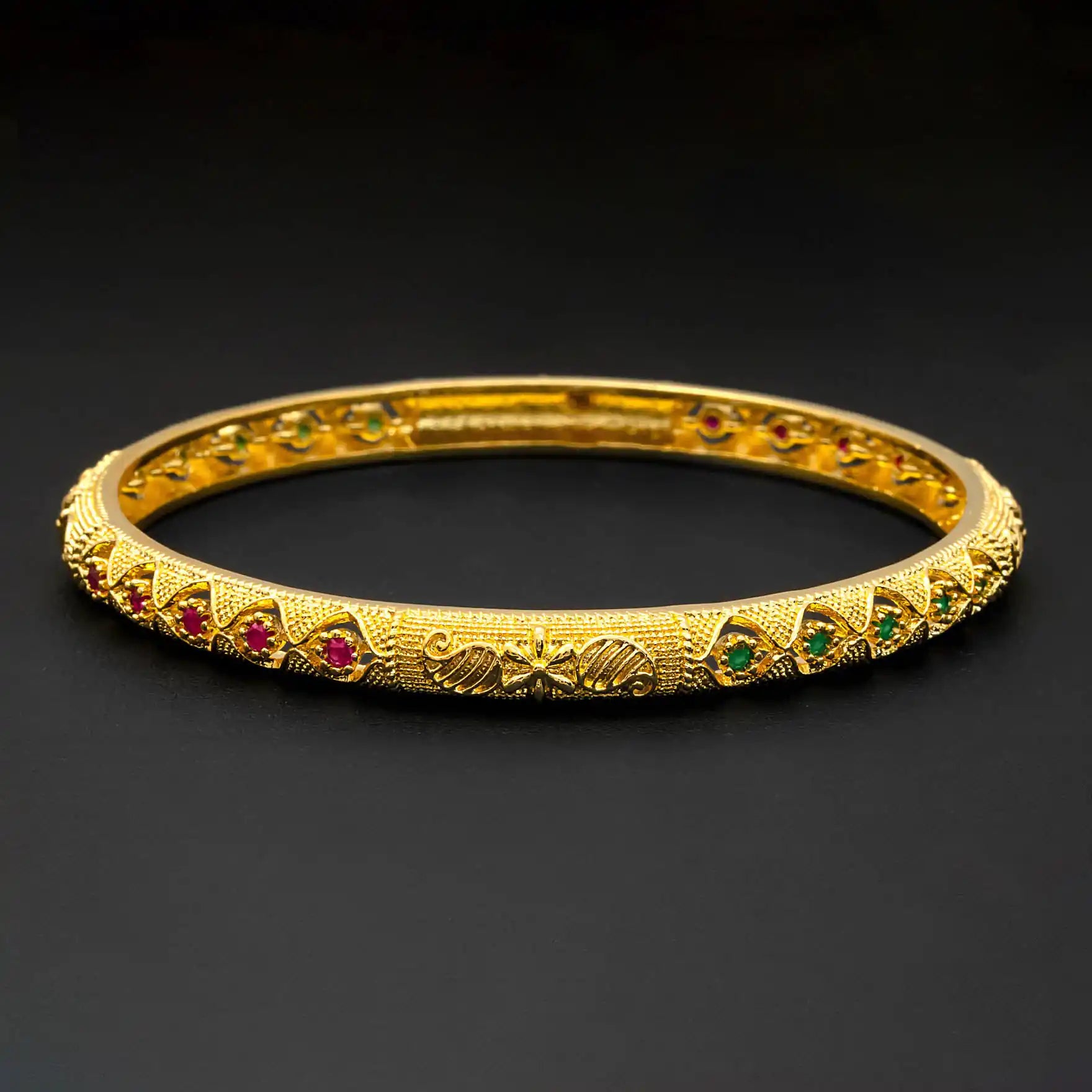 24ct Heavy Gold Layered Stone Bangle PSB16RG-022