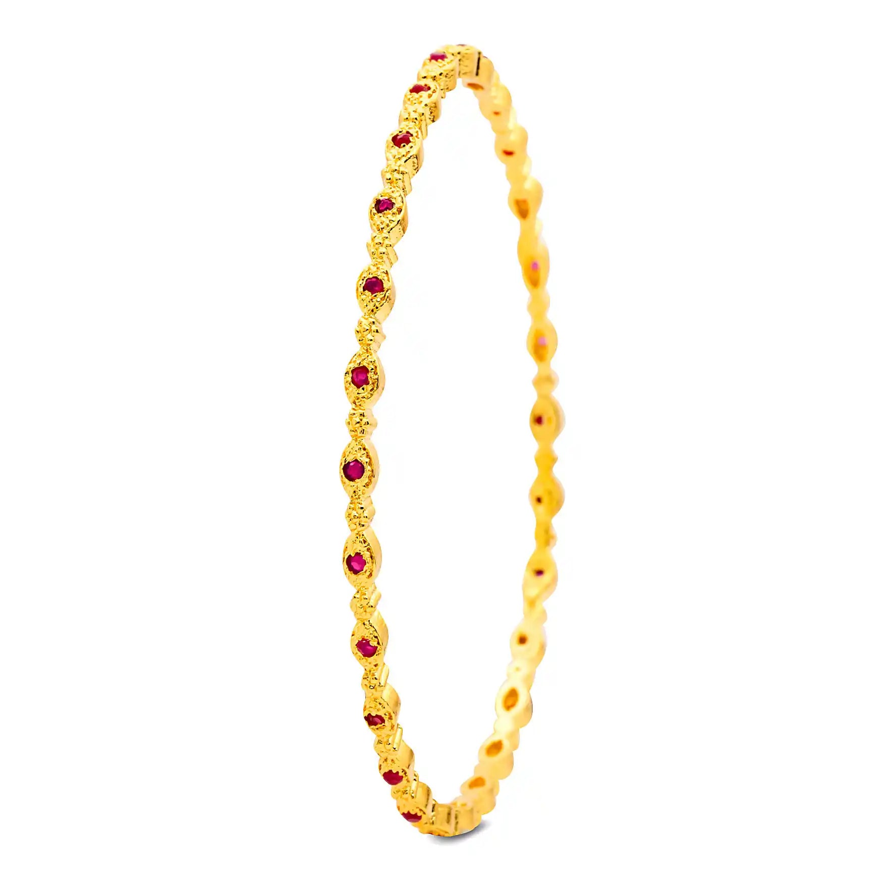 24ct Heavy Gold Layered Stone Bangle PSB14R-081