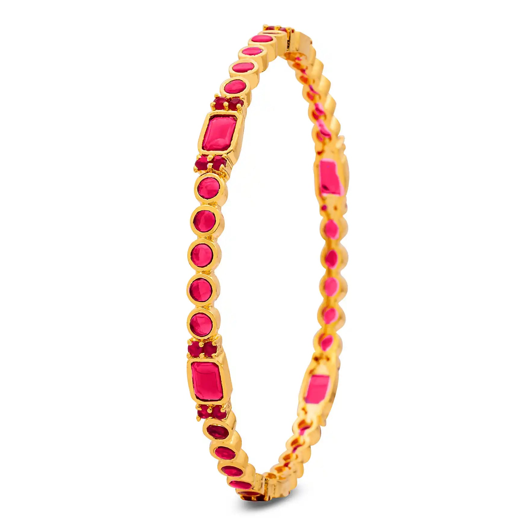 24ct Heavy Gold Layered Stone Bangle PSB14R-022