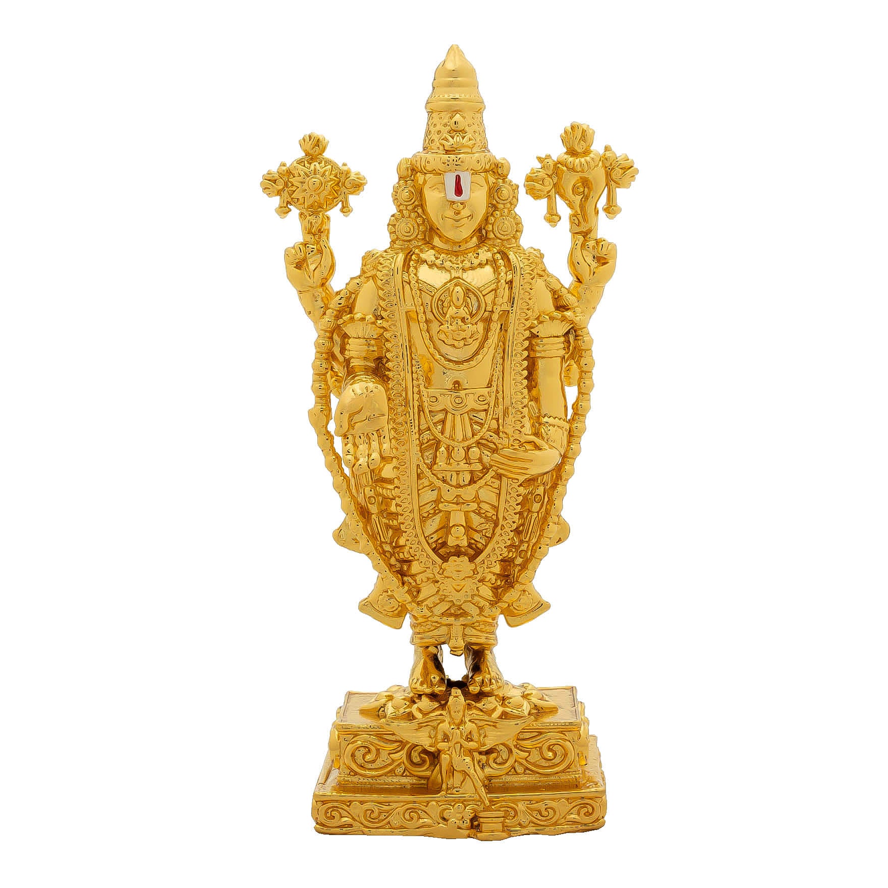 Lord Venkateswara Idol – Gold Plated Decorative Statue – Tirupati Balaji Design – Hindu Spiritual Figurine – Pooja & Home Decor | PIDTH29-0031