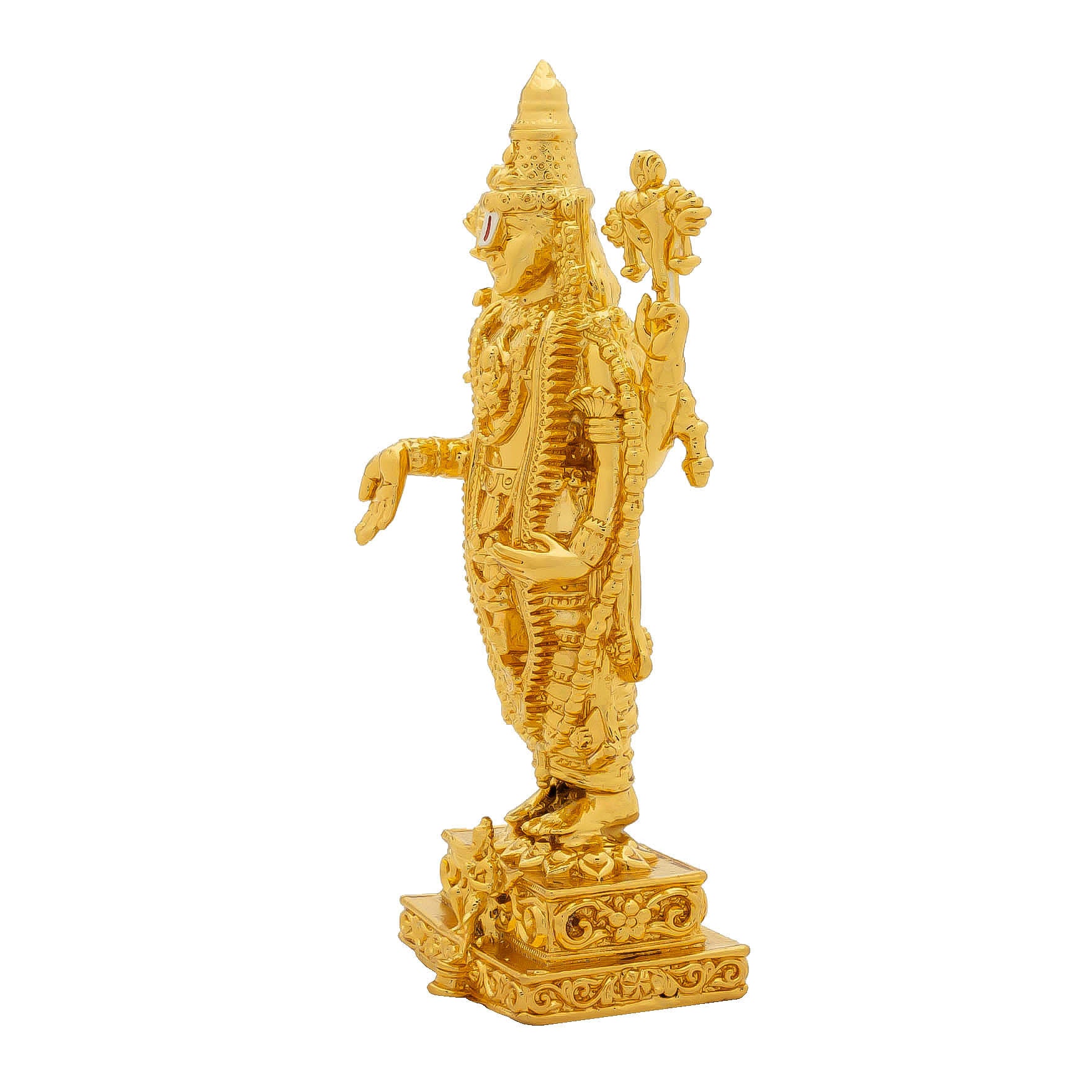 Lord Venkateswara Idol – Gold Plated Decorative Statue – Tirupati Balaji Design – Hindu Spiritual Figurine – Pooja & Home Decor | PIDTH29-0031