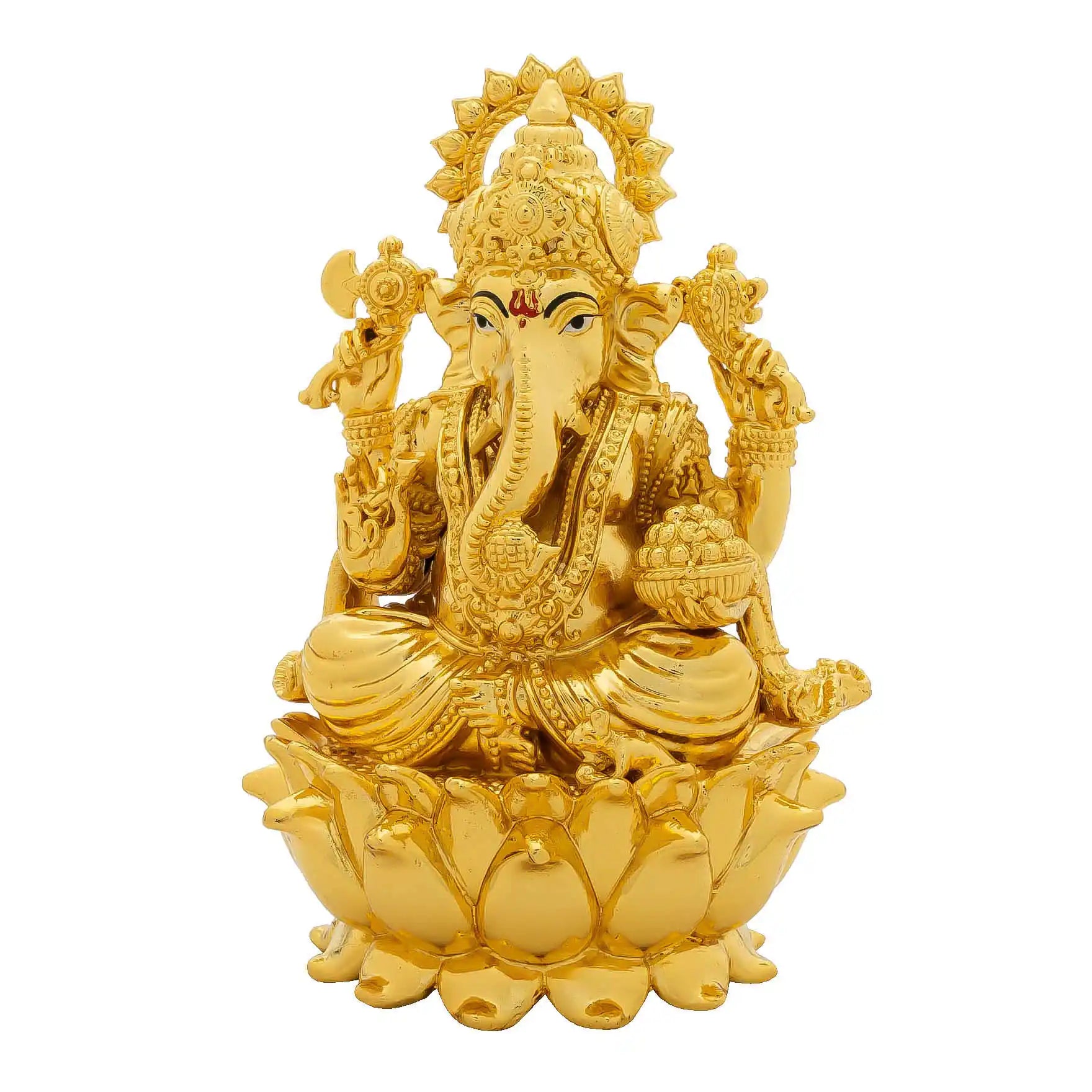 Lord Ganesha Idol – Traditional Hindu Deity Sculpture – Ganapati Murti/Statue on Lotus – Home Temple & Puja Gift | PIDGG220-0022