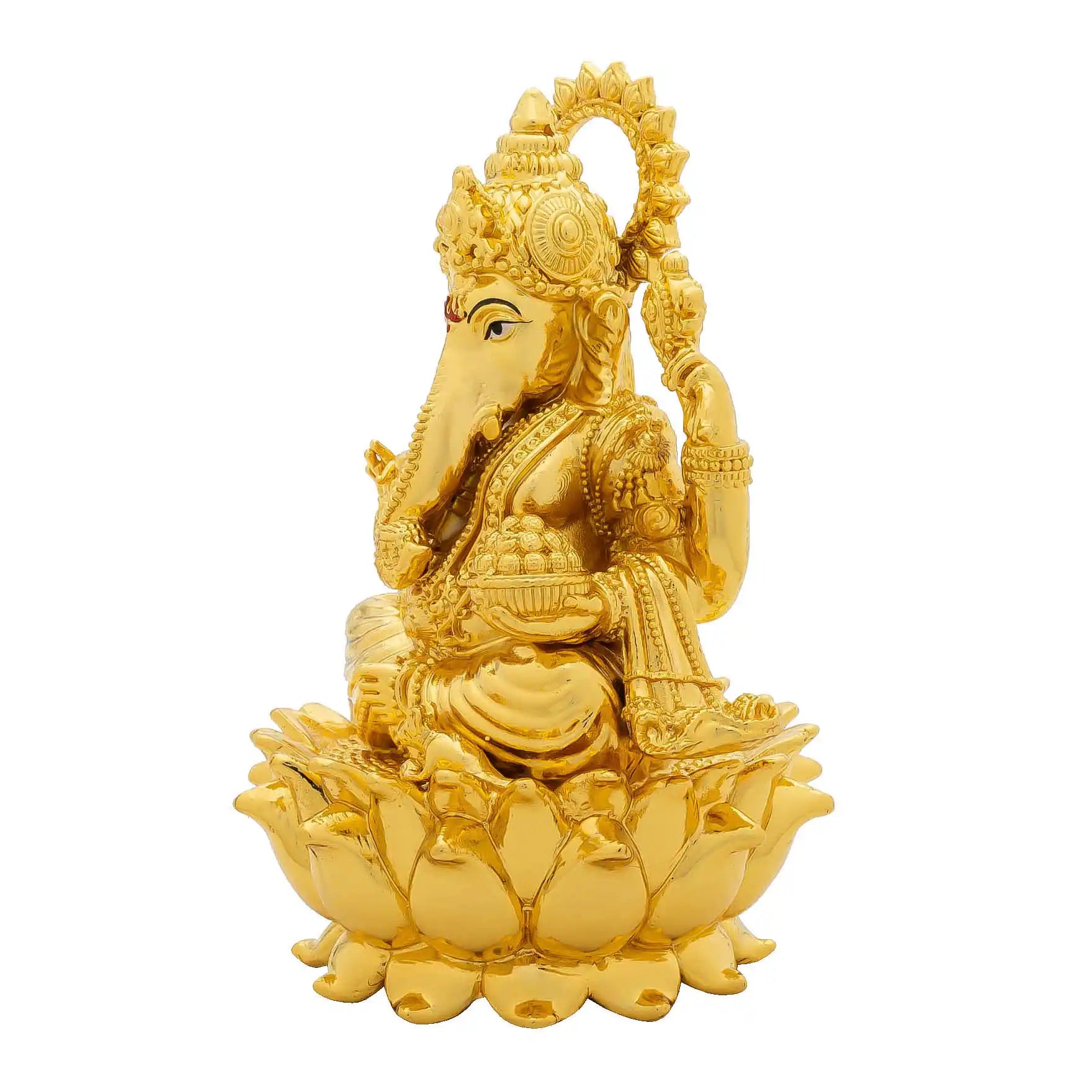 Lord Ganesha Idol – Traditional Hindu Deity Sculpture – Ganapati Murti/Statue on Lotus – Home Temple & Puja Gift | PIDGG220-0022
