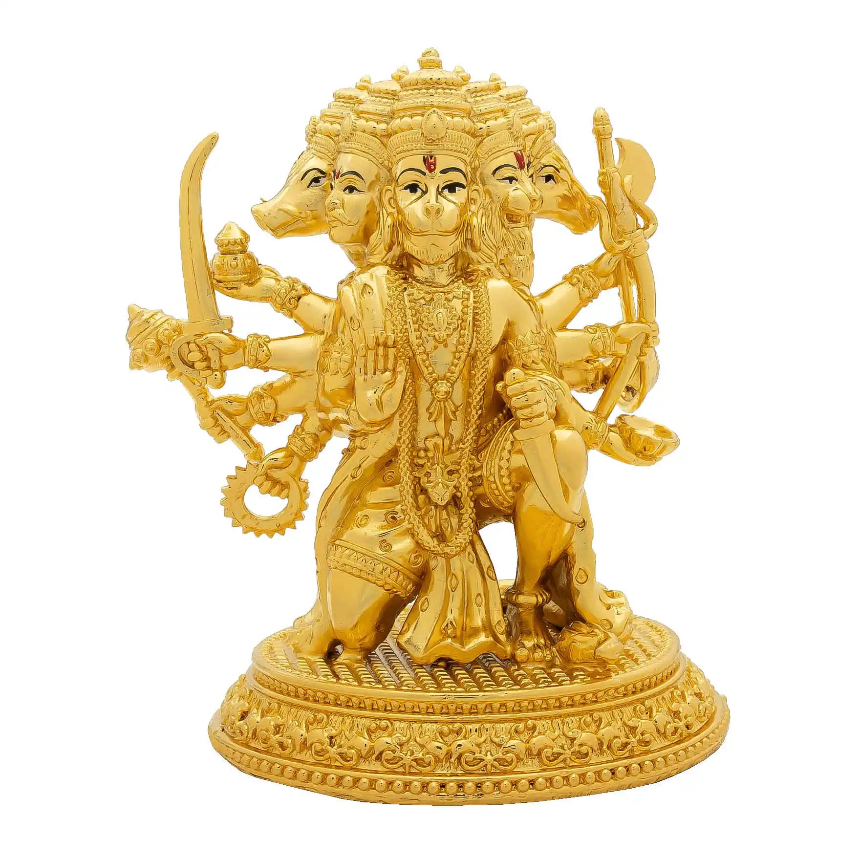 Panchamukhi Hanuman Idol – Traditional Hindu Deity Sculpture – Hanuman (Five-Faced Form) Murti/Statue – Home Temple & Spiritual Gift | PIDH28-0063